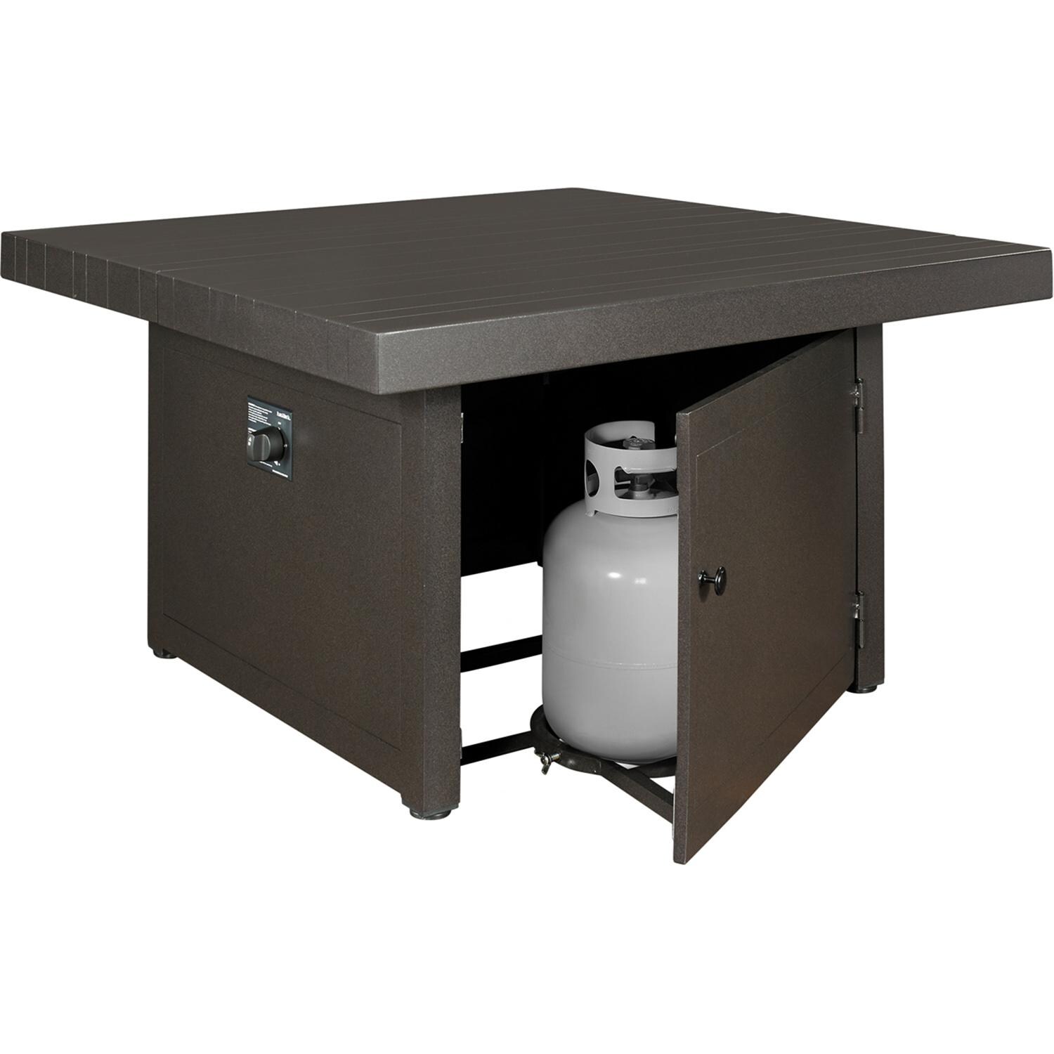 Plank and Hide 42 inch Functional Modern Square Aluminum Fire Pit in Brown - 90006-BRO-1-BRO-3 - Tank Storage thumbnail