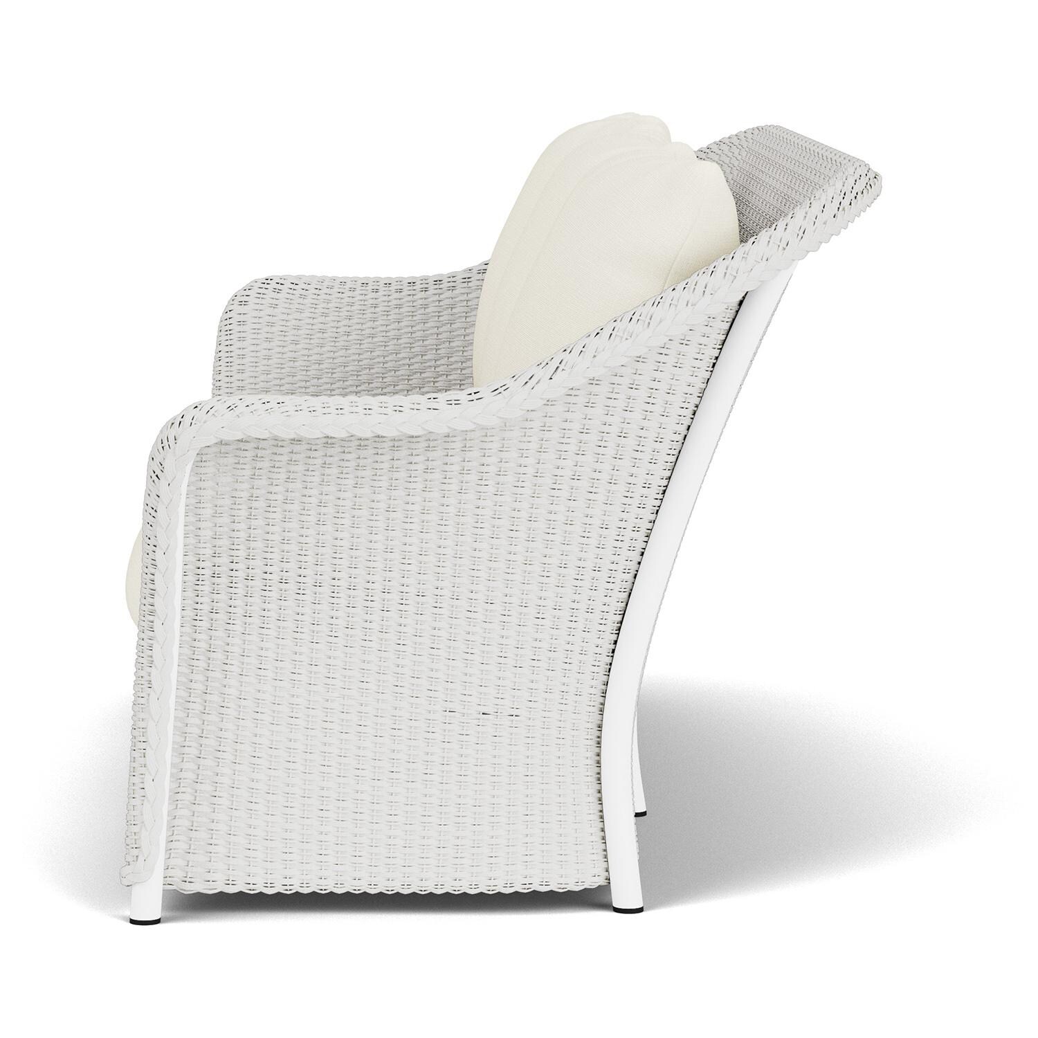 Lloyd Flanders Weekend Retreat Sofa in Matte White Finish W/ Sailcloth Salt Fabric - Side thumbnail