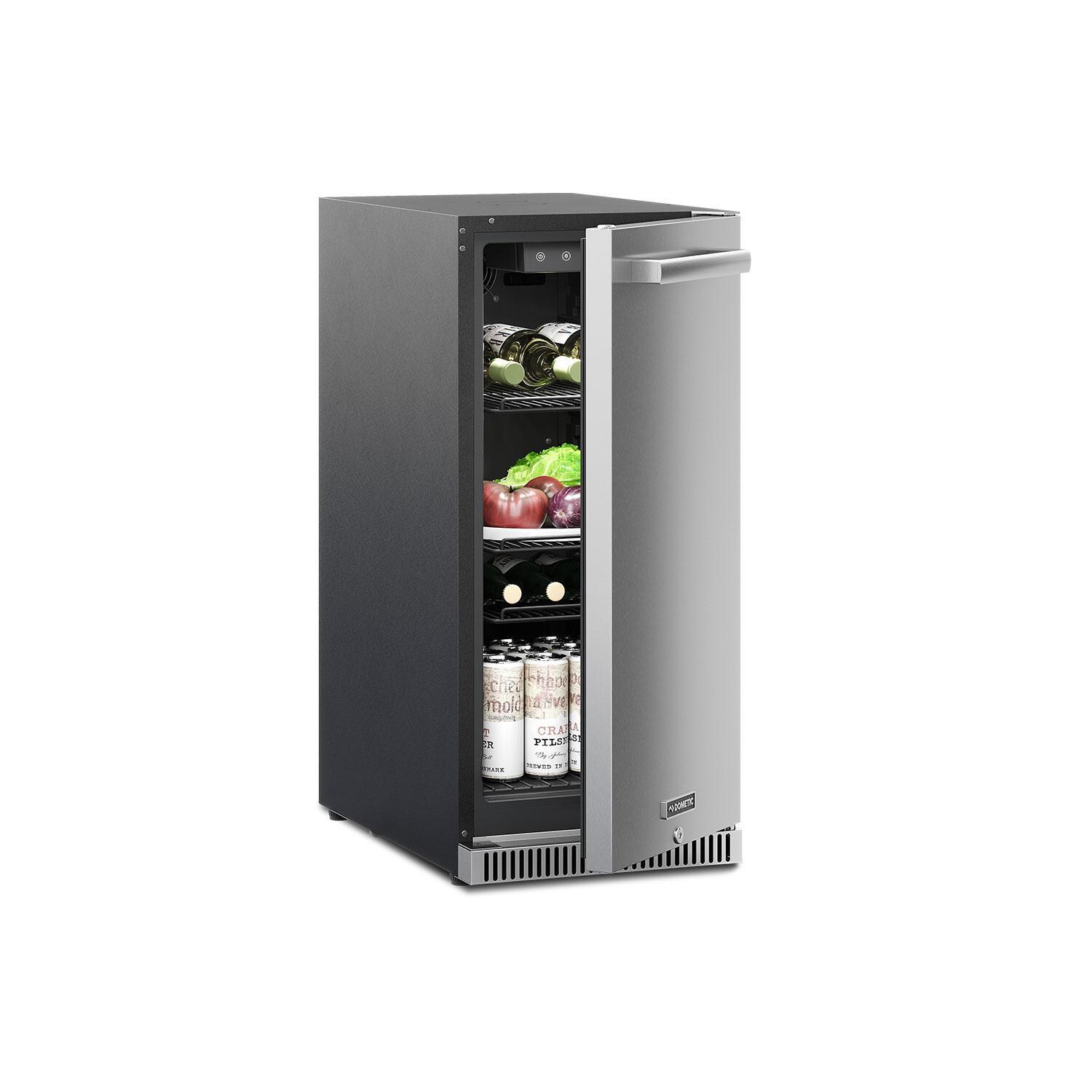 Dometic DE15F D-Series 15-in Reversible Hinge Refrigerator w/ Lock - Filled W/ Beverages thumbnail