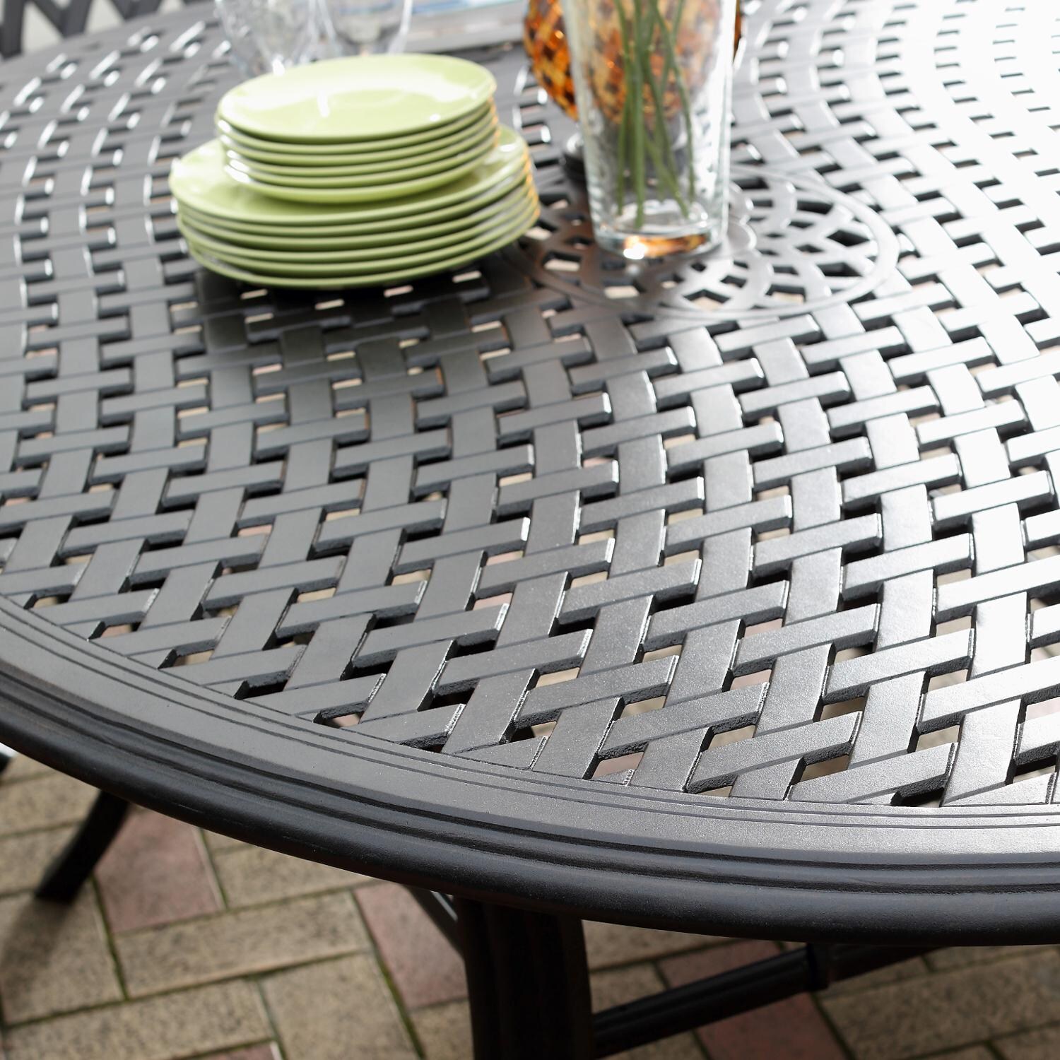 Series 30 60 Inch Cast Aluminum Patio Dining Table By Darlee - Tabletop Detail thumbnail