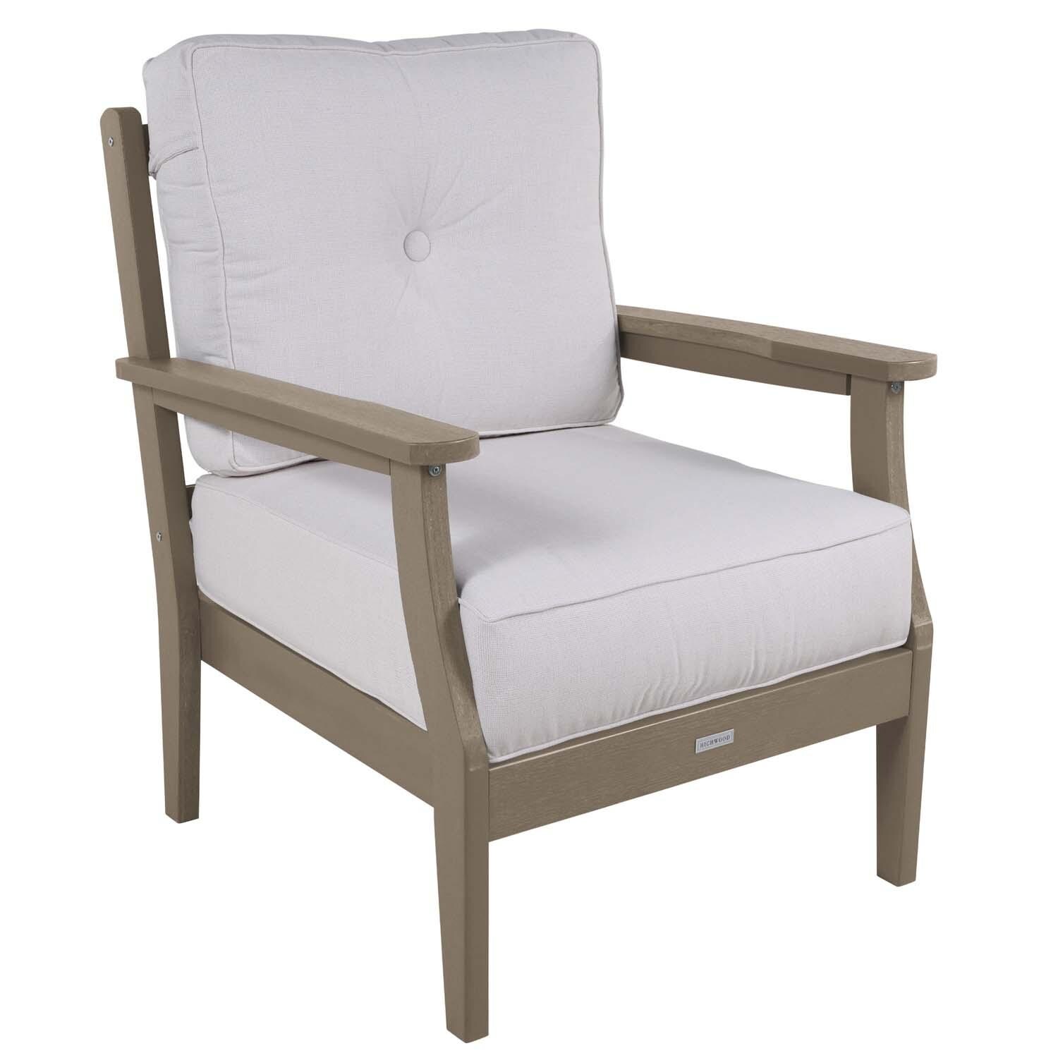 Blushing Bay 3 Pc Recycled Plastic Seating Set in Bliss Linen/Woodland Brown by Lakeview Outdoor Designs - Chair - White Background thumbnail