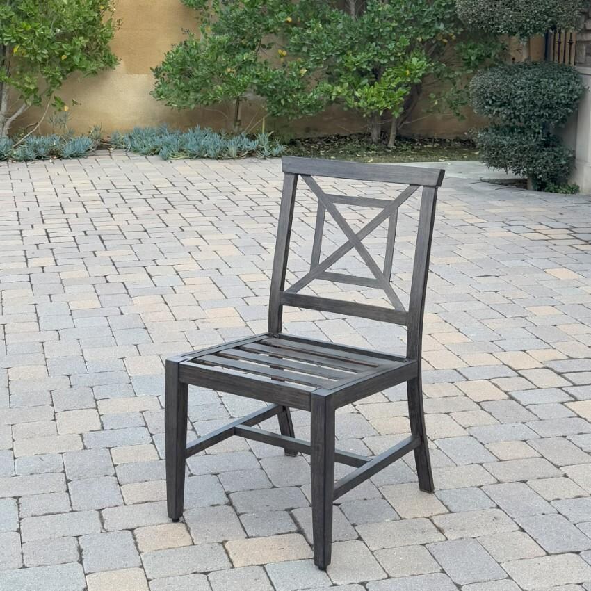 Atlantis Aluminum Dining Side Chair Set of 2 w/ Spa Cushions in Walnut By Darlee - Single Chair w/o Cushion - Lifestyle thumbnail