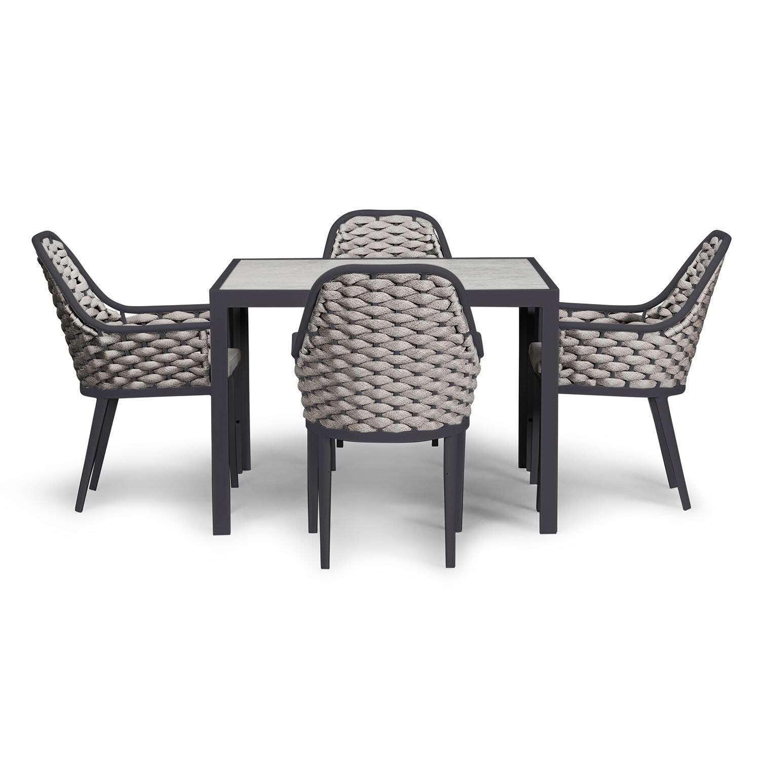 Chloe Bay 5 Pc Aluminum Square Dining Set in Slate by Lakeview - Front View - White Background thumbnail