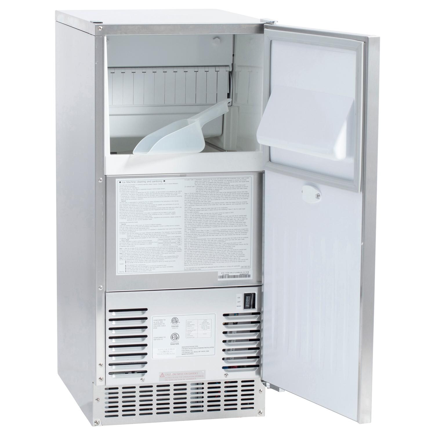 Bull 13200 60 Lb. 15-Inch Outdoor Rated Commercial Ice Maker - Door Open thumbnail
