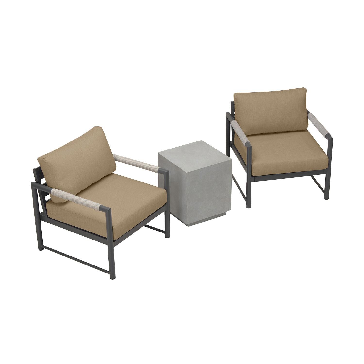 Lakeview AVEBAY-SL-PG-SET104-HB Avenue Bay Slate/Pebble Gray 3 Pc Chat Set - Heather Beige - Overhead View - White Background thumbnail