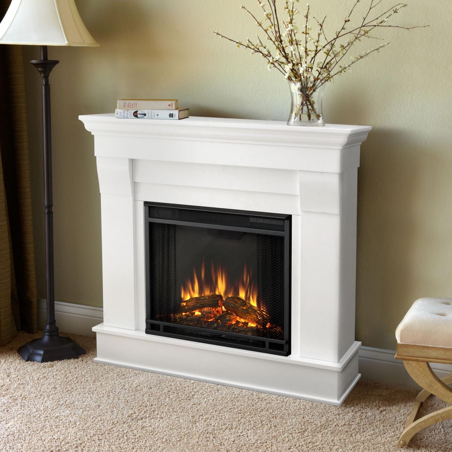 Real Flame Cau 40 Inch Electric Fireplace With Mantel White Real Flame Cau 40 Inch Electric Fireplace With Mantel White 5910e W
