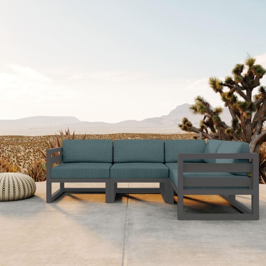 Misty Cove 4 Piece Sectional Set in Slate w/Cast Lagoon Cushions by Lakeview - Lifestyle thumbnail