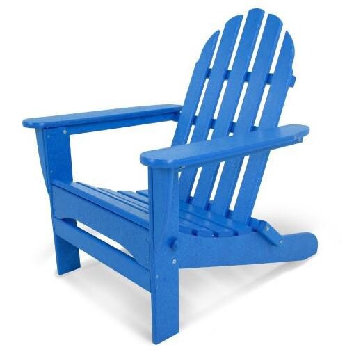 POLYWOOD Classic Recycled Plastic Wood Patio Folding Adirondack - Pacific Blue thumbnail