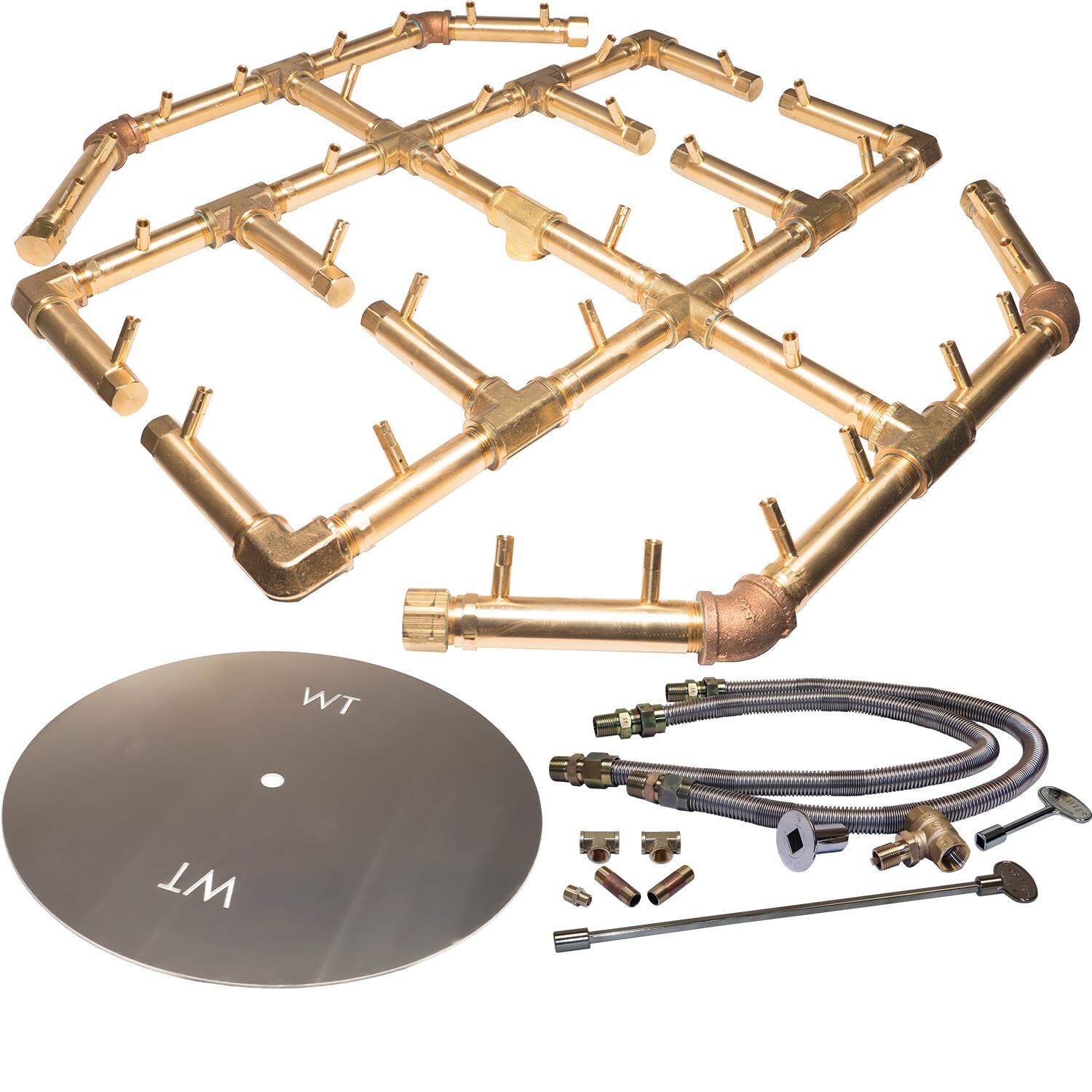 Warming Trends CFBO360NGALPL42CFK2 42-Inch Round Natural Gas Fire Pit Burner Kit W/ 29.5 X 27.5-Inch Octagonal Crossfire Brass Burner - Match Light Ignition thumbnail