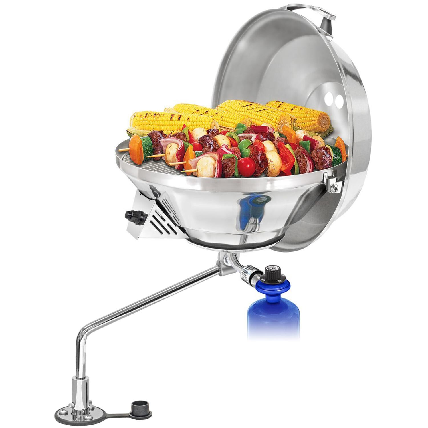 Magma Party Size Marine Kettle 3 Combination Stove & Gas Grill on Locking Flush Deck Socket Mount