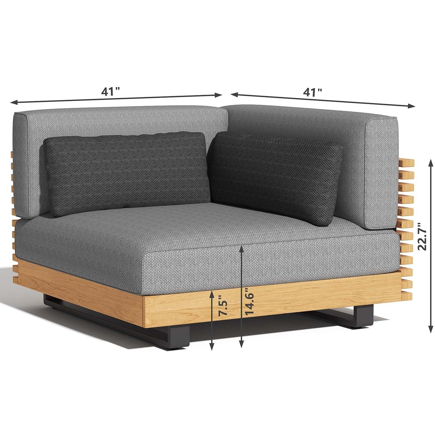 Carrbrook 8 Pc Set Teak Seating Set By Lakeview Outdoor Designs - Corner Sofa - Dimensional thumbnail