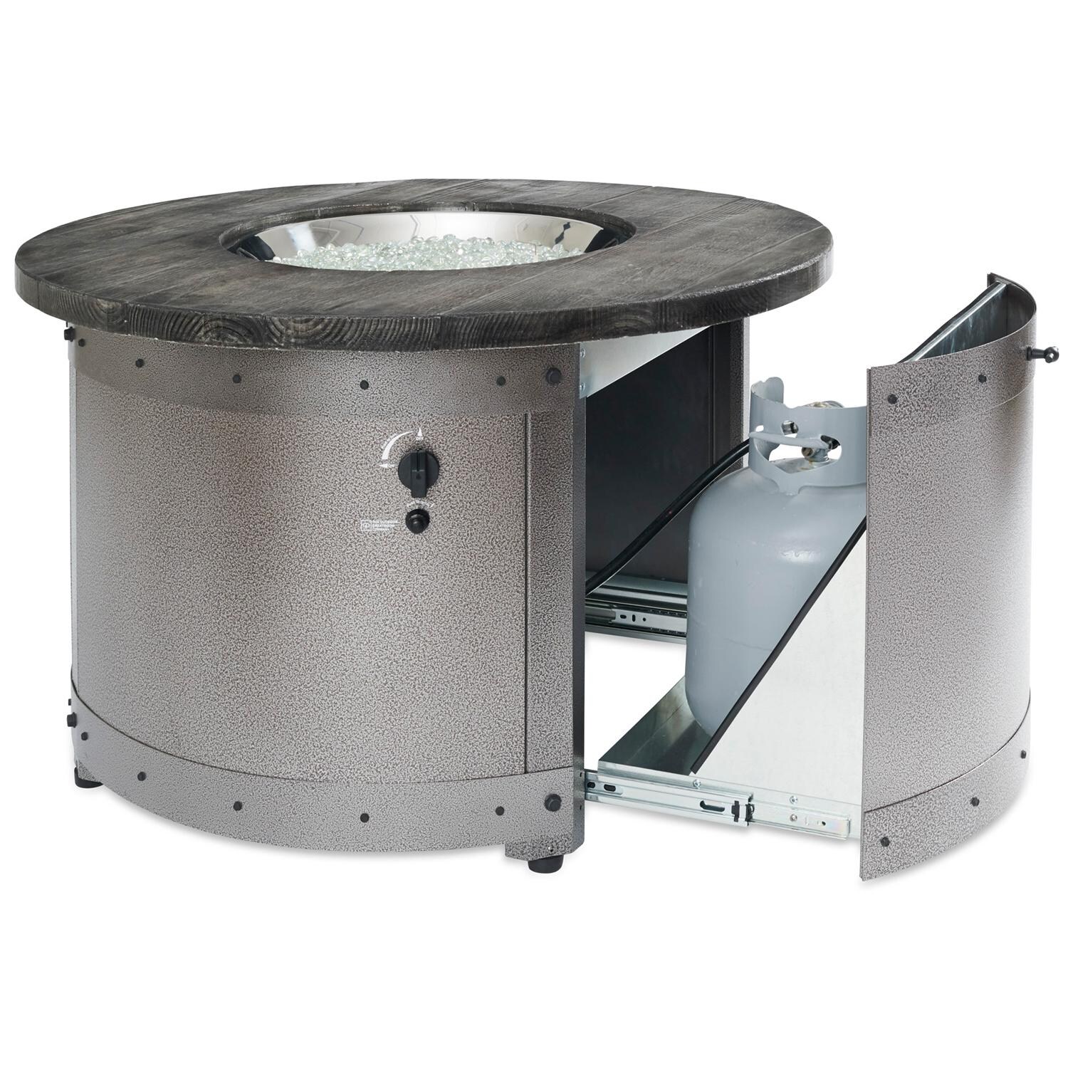 The Outdoor GreatRoom Company Edison ED-20 41-Inch Round Propane Gas Fire Pit Table with 20-Inch Crystal Fire Burner - Slide-Out Propane Storage thumbnail