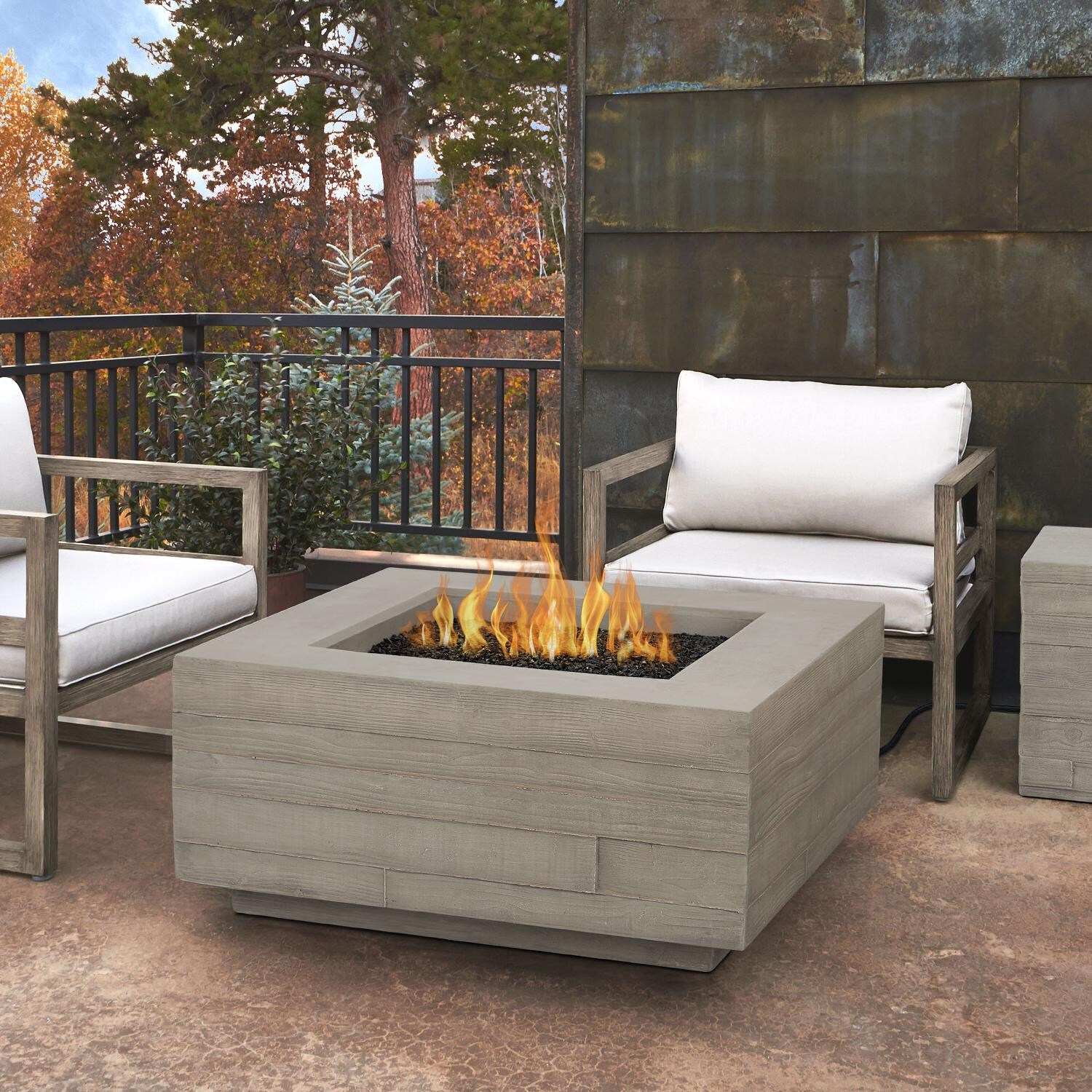 Real Flame Board Form 36-Inch Square Fire Table - Fiber-Cast Concrete - Gray - Propane W/ Conversion Kit - C11801LP-CGR