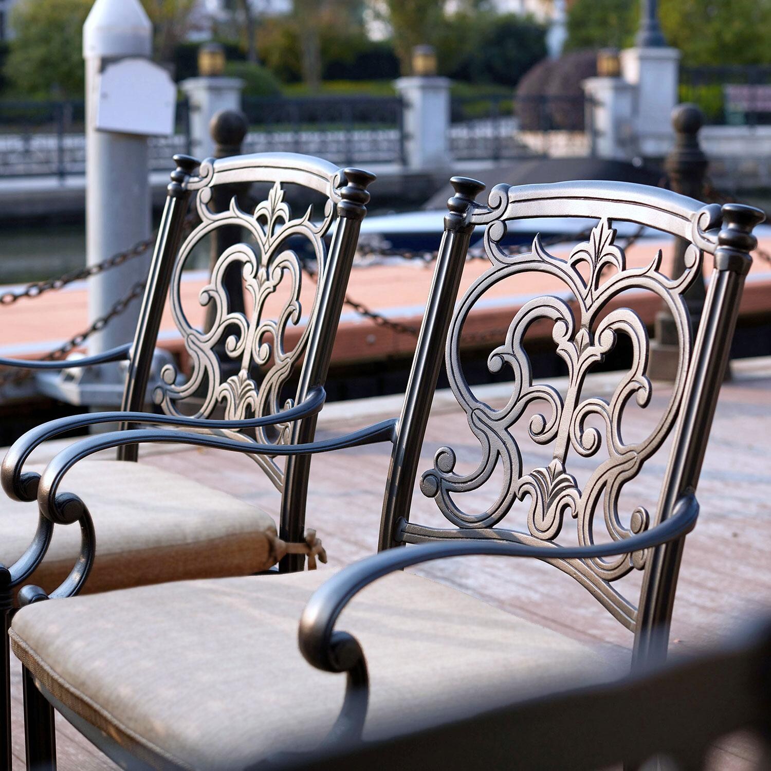 Darlee B/201010-1-4 Santa Barbara 4 Piece Cast Aluminum Patio Dining Arm Chair Set Side View - Detail thumbnail