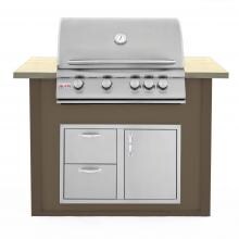 BBQGuys.com 4 Ft BBQ Island With Blaze 32-Inch Natural Gas Grill & Door/Drawer Combo - Brown/Buff - BLZDDCNG-4VP3HBAB image
