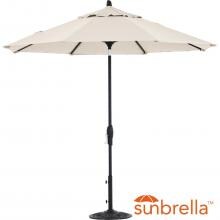9 Ft. Octagonal Aluminum Auto Tilt Patio Umbrella W/ Crank Lift & 50 Lb. Moderna Base By Lakeview Outdoor Designs - Black Frame / Sunbrella Cast Ash Canopy image