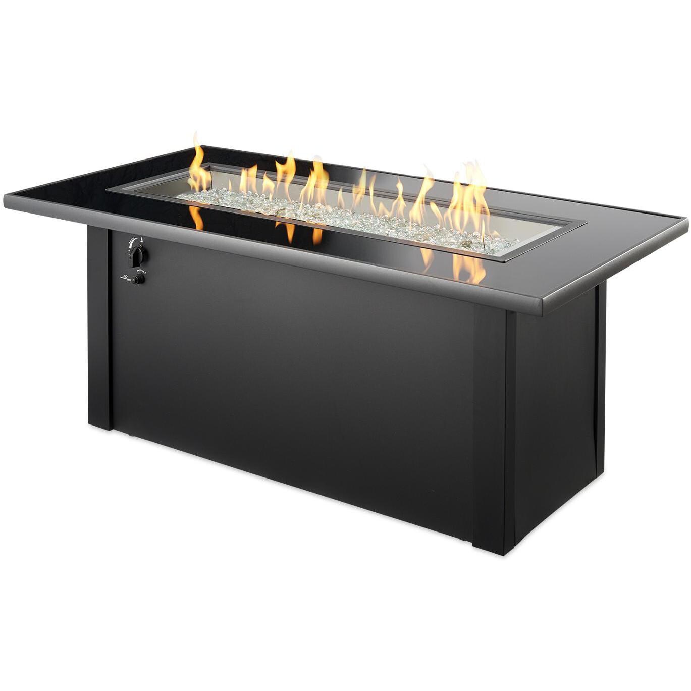 Lakeview Outdoor Designs Anchor Lake Linear Gas Fire Pit Table - Flame - White Background thumbnail