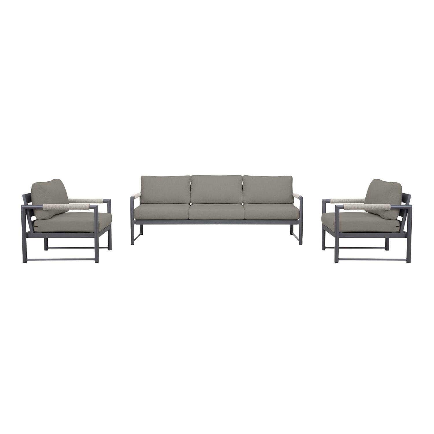 Lakeview AVEBAY-SL-PG-SET141-CC Avenue Bay Slate/Pebble Gray Sofa Club Chair Set - Canvas Charcoal - Display - White Background thumbnail