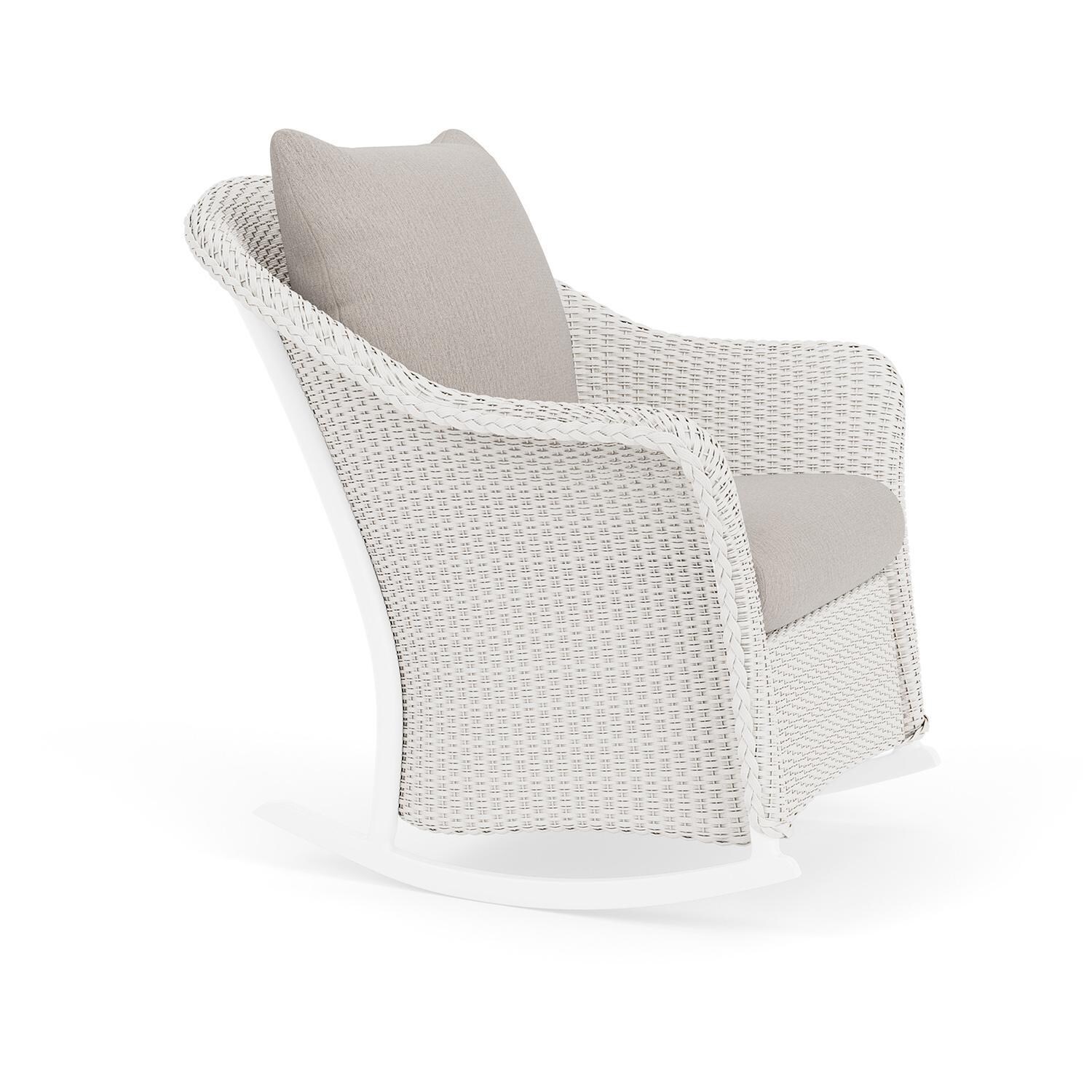 Lloyd Flanders Weekend Retreat Lounge Rocker in White Finish W/ Remy Cloud Fabric - Angled thumbnail