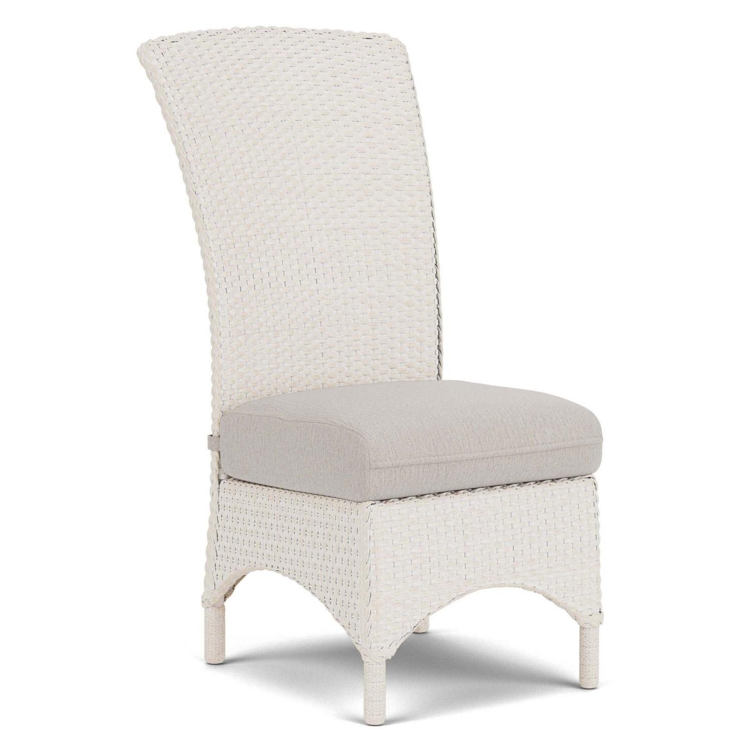 Lloyd Flanders Mandalay Armless Dining Chair in Antique White Finish with Sailcloth Salt Fabric - Angled thumbnail