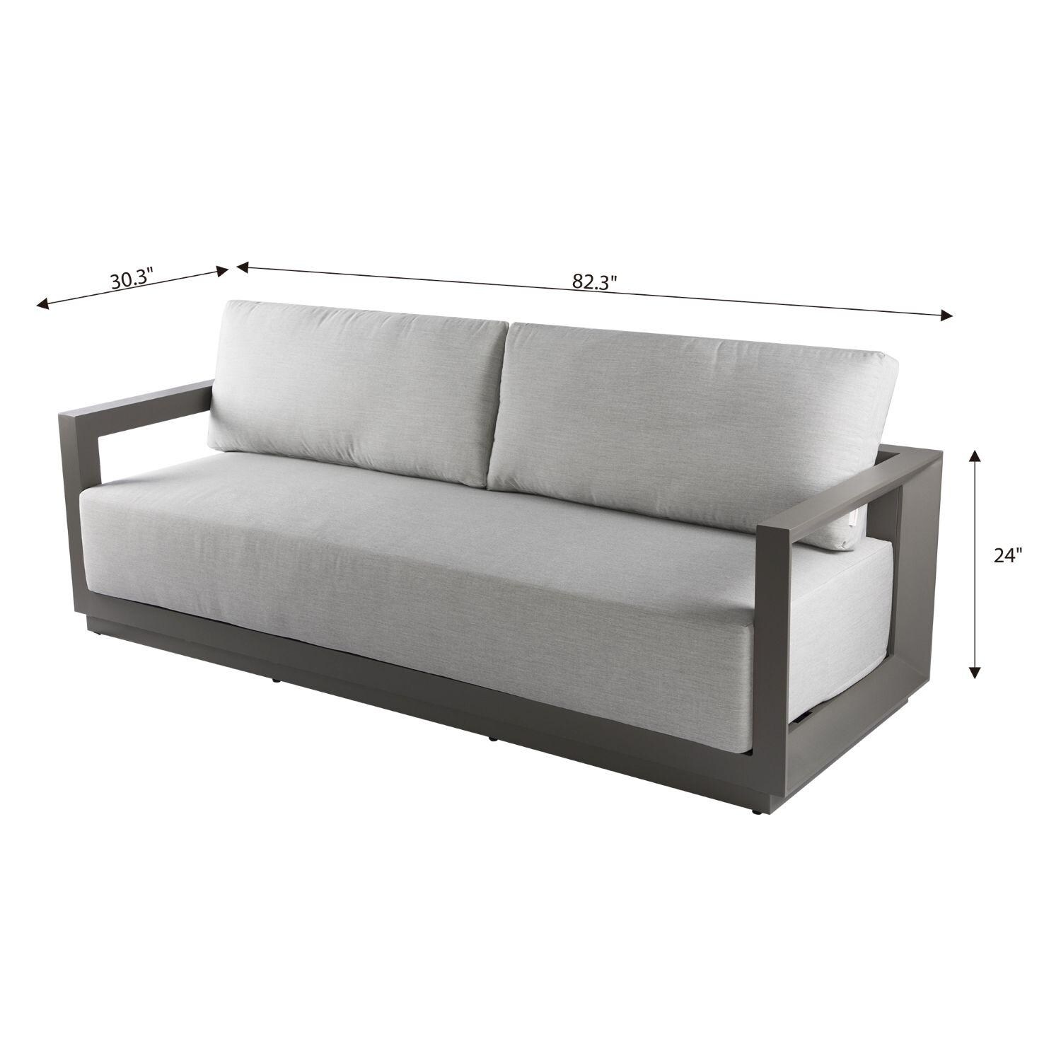 Elementi OS-2505T Newport Outdoor Aluminum Sofa w/ Sunbrella Cushions - Dimensional  thumbnail