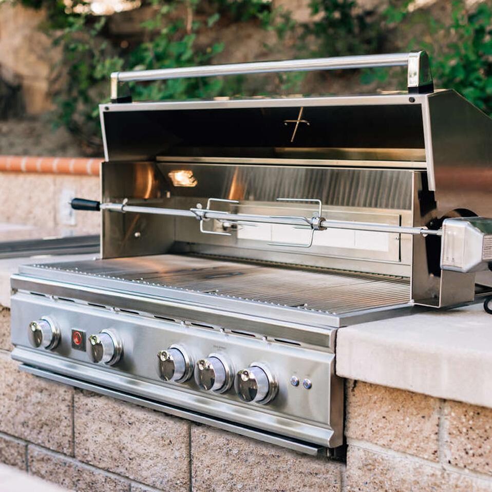 Summerset TRLD44-LP 44 Inch Propane Grill - Installed Lid Open thumbnail