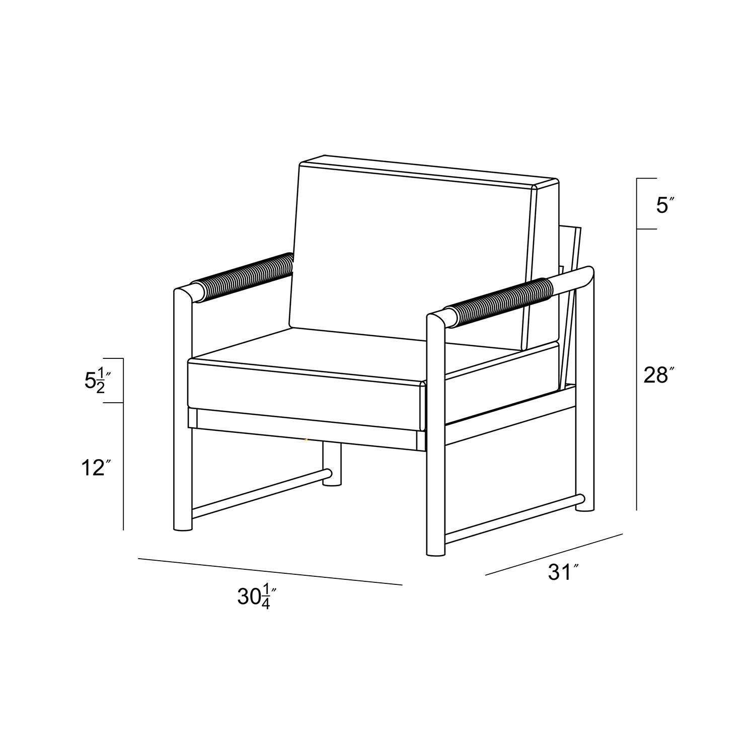 Lakeview AVEBAY-BK-CO-CC-IN Avenue Bay Black/Carbon Club Chair - Spectrum Indigo - Dimensions - Diagram thumbnail