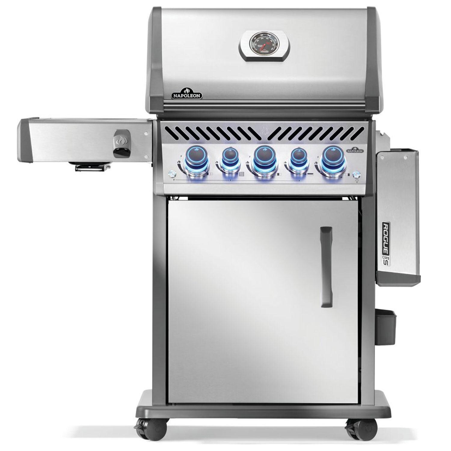 Napoleon RPS425RSIBPSS-2 Rogue PRO-S 425 Natural Gas Grill w/ Infrared Side & Rear Burners - Stainless Steel - Shelf Down - White Background thumbnail