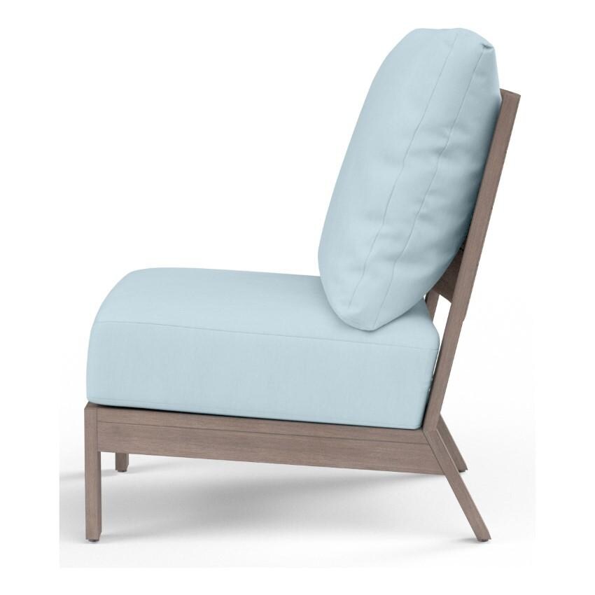 Laguna Aluminum Armless Club Chair w/ No Welt in Driftwood/Canvas Skyline by Sunset West - Side View - White Background thumbnail