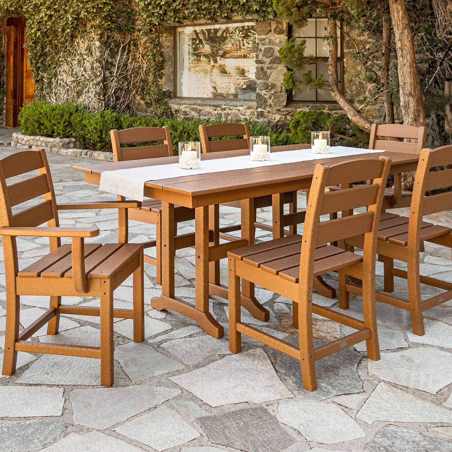 POLYWOOD Lakeside 7-Piece Farmhouse Dining Set - Teak - Set - Liestyle thumbnail