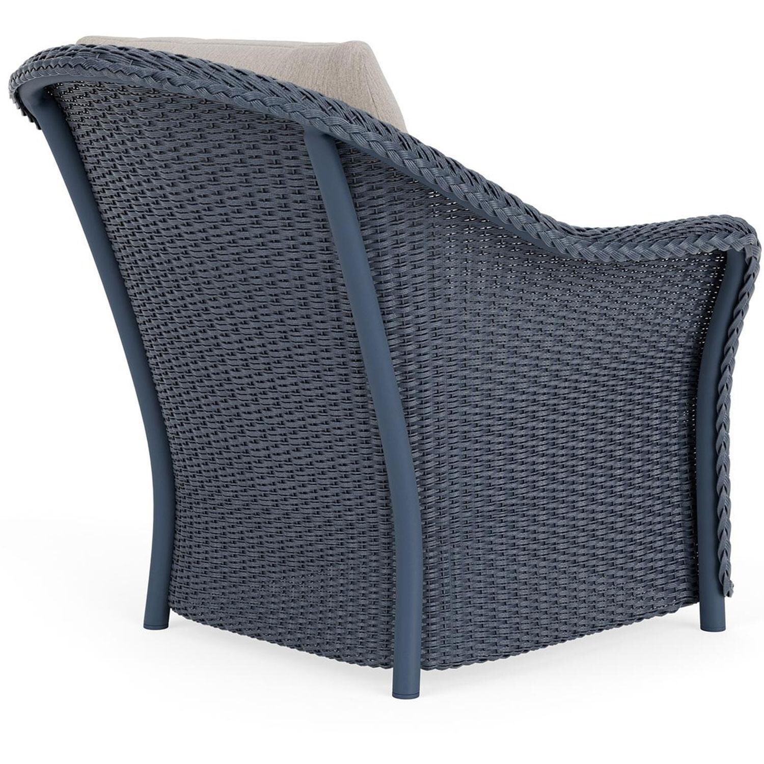 Lloyd Flanders Weekend Retreat Lounge Chair in Denim Blue Finish W/ Remy Cloud Fabric Side - Back Right thumbnail