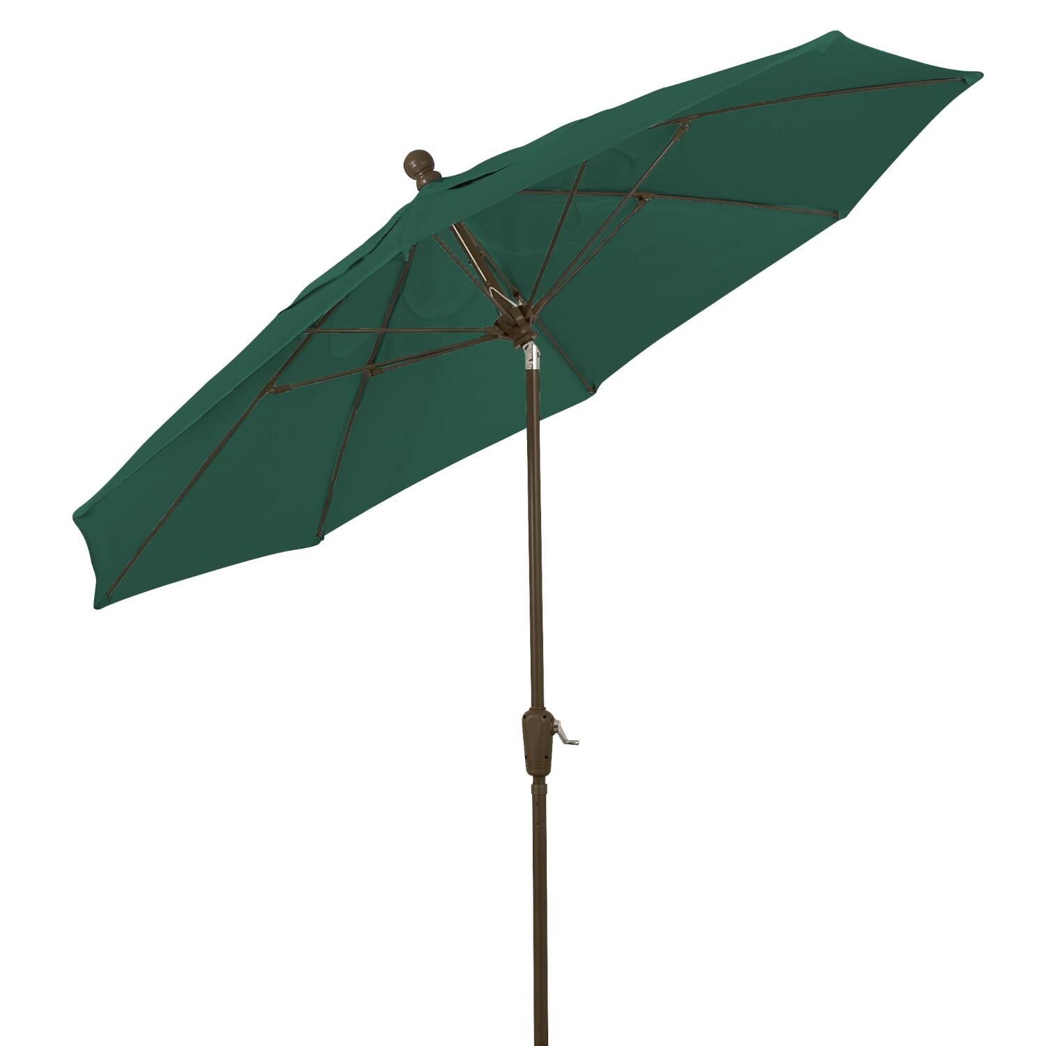 FiberBuilt 9 Ft Aluminum Forest Green Market Patio Umbrella W/ Crank Lift & Tilt - Angled View thumbnail