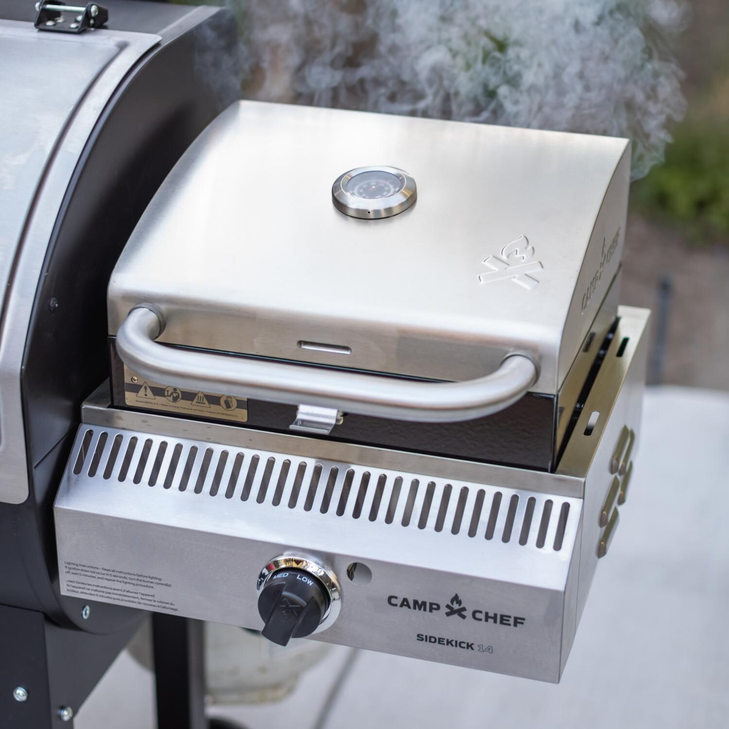 Camp Chef PG36CL Woodwind WiFi 36-Inch Pellet Grill With Propane Sidekick Sear Box - Closed Sidekick Burner Lifestyle thumbnail