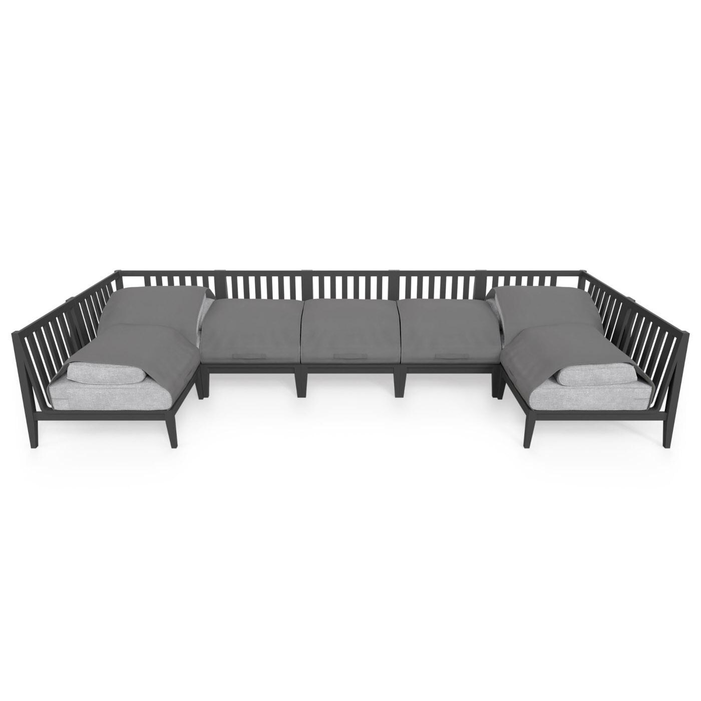 Outer Charcoal Aluminum Outdoor U Sectional - 7 Seat W/ OuterShell Cover - Pacific Fog Gray image