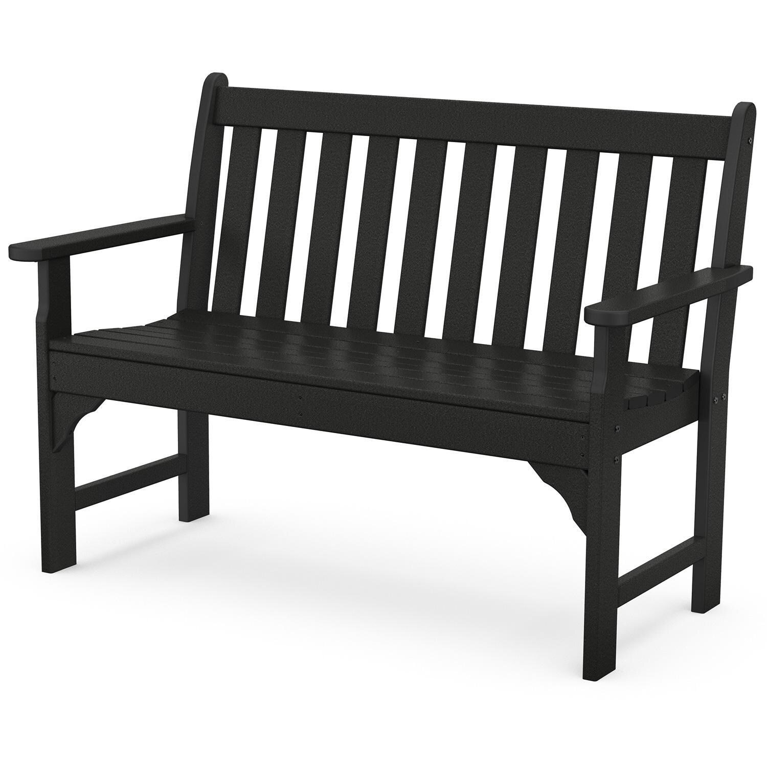 POLYWOOD Vineyard 48-Inch Bench - Black - Front View thumbnail
