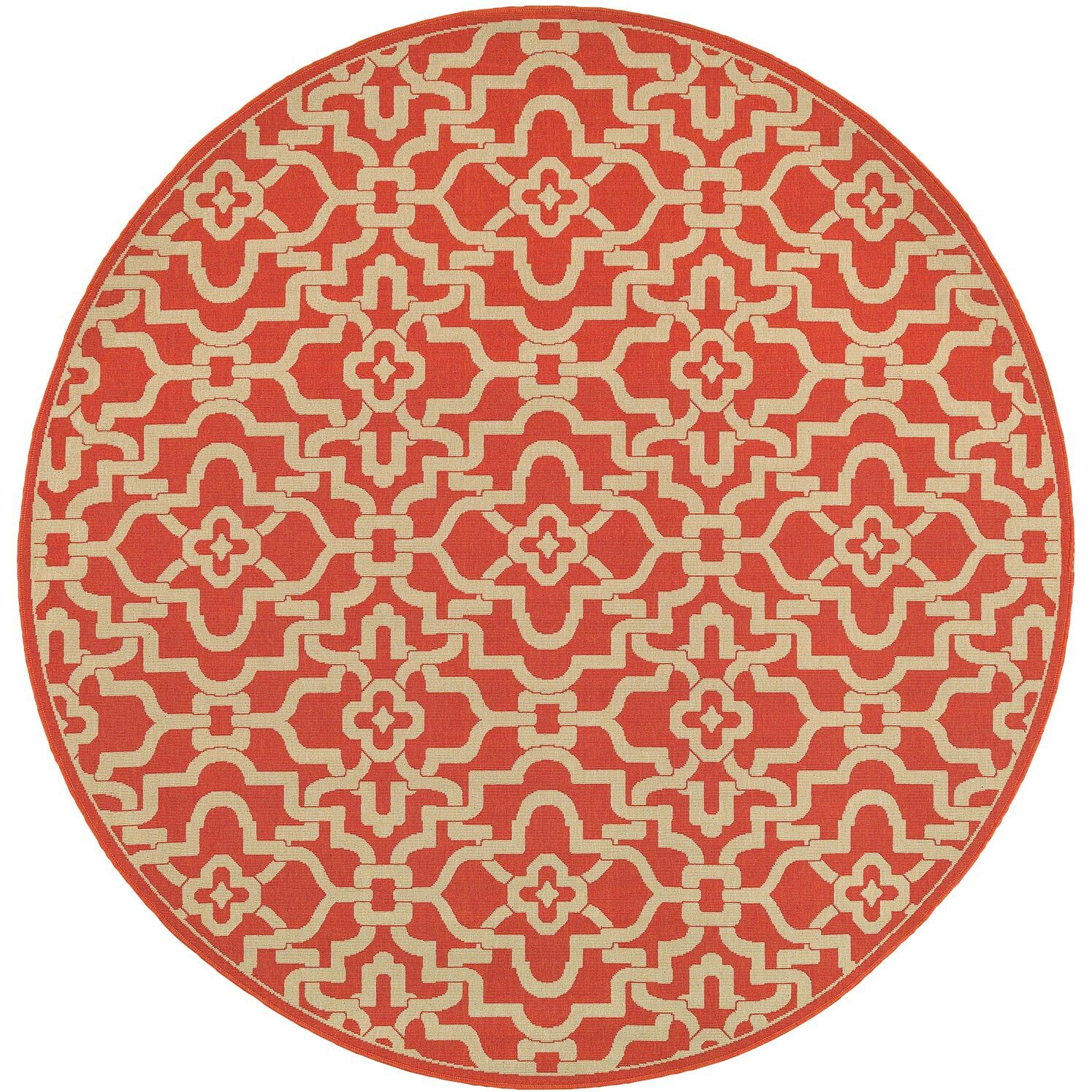 Tommy Bahama Seaside 8' Round Indoor/Outdoor Rug By Oriental Weavers - Orange & Beige thumbnail