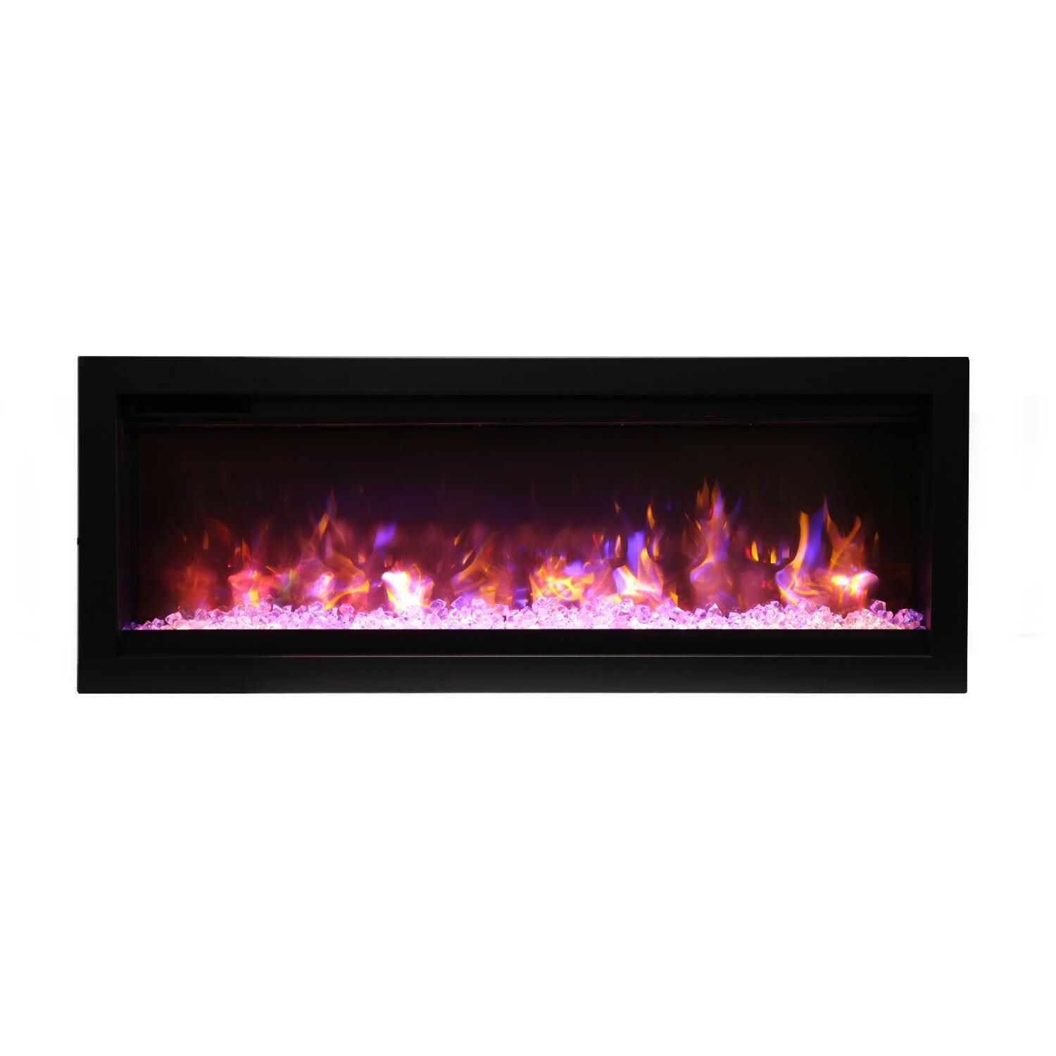 Amantii Symmetry Series Built-In 42-Inch Electric Fireplace with Black Steel Surround - ICE Media Kit - Indoor/Outdoor - SYM-42-B - Multicolor thumbnail