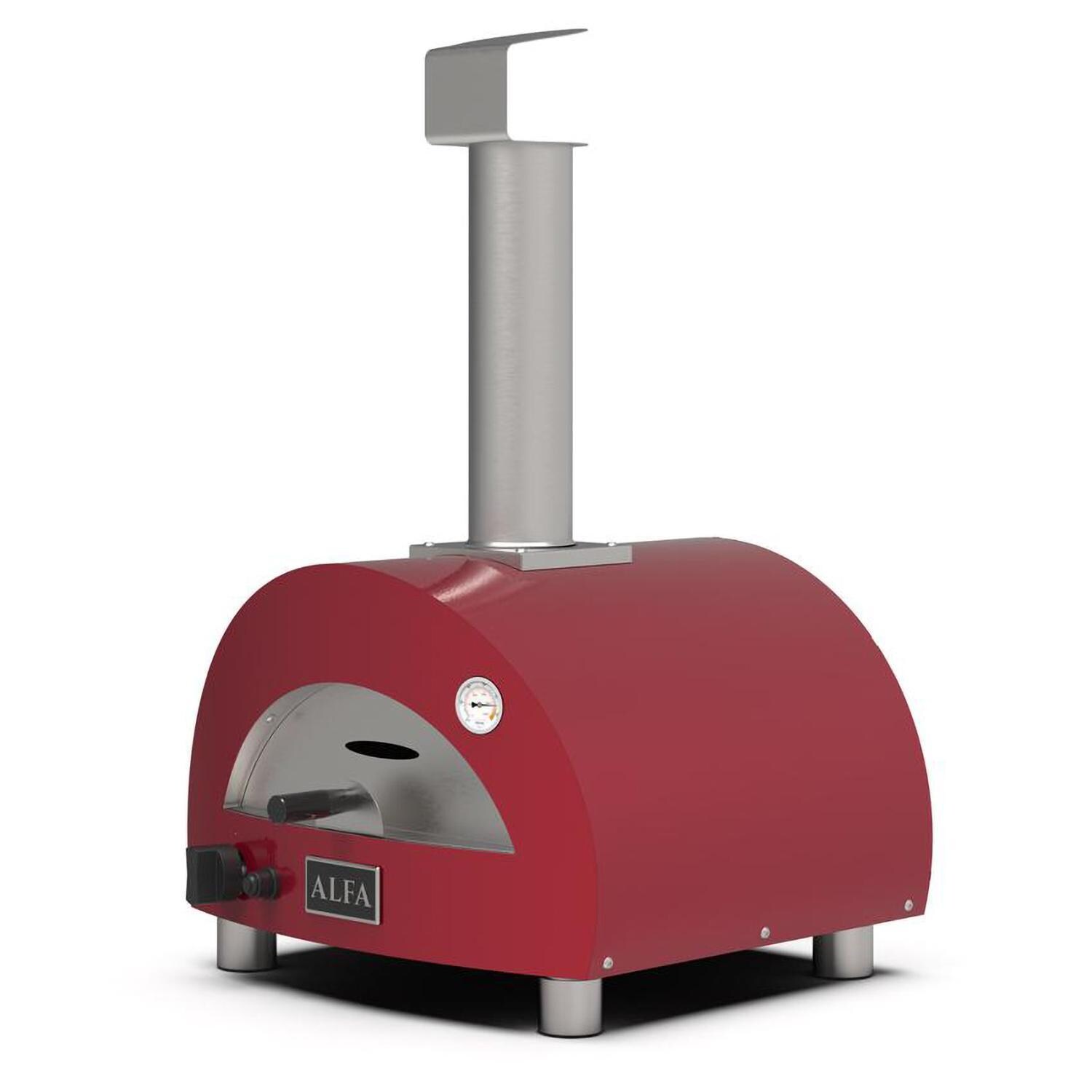 Alfa Moderno FXMD-PT-GROA-U Portable Pizza Oven Antique Red - Angled View - White Background thumbnail
