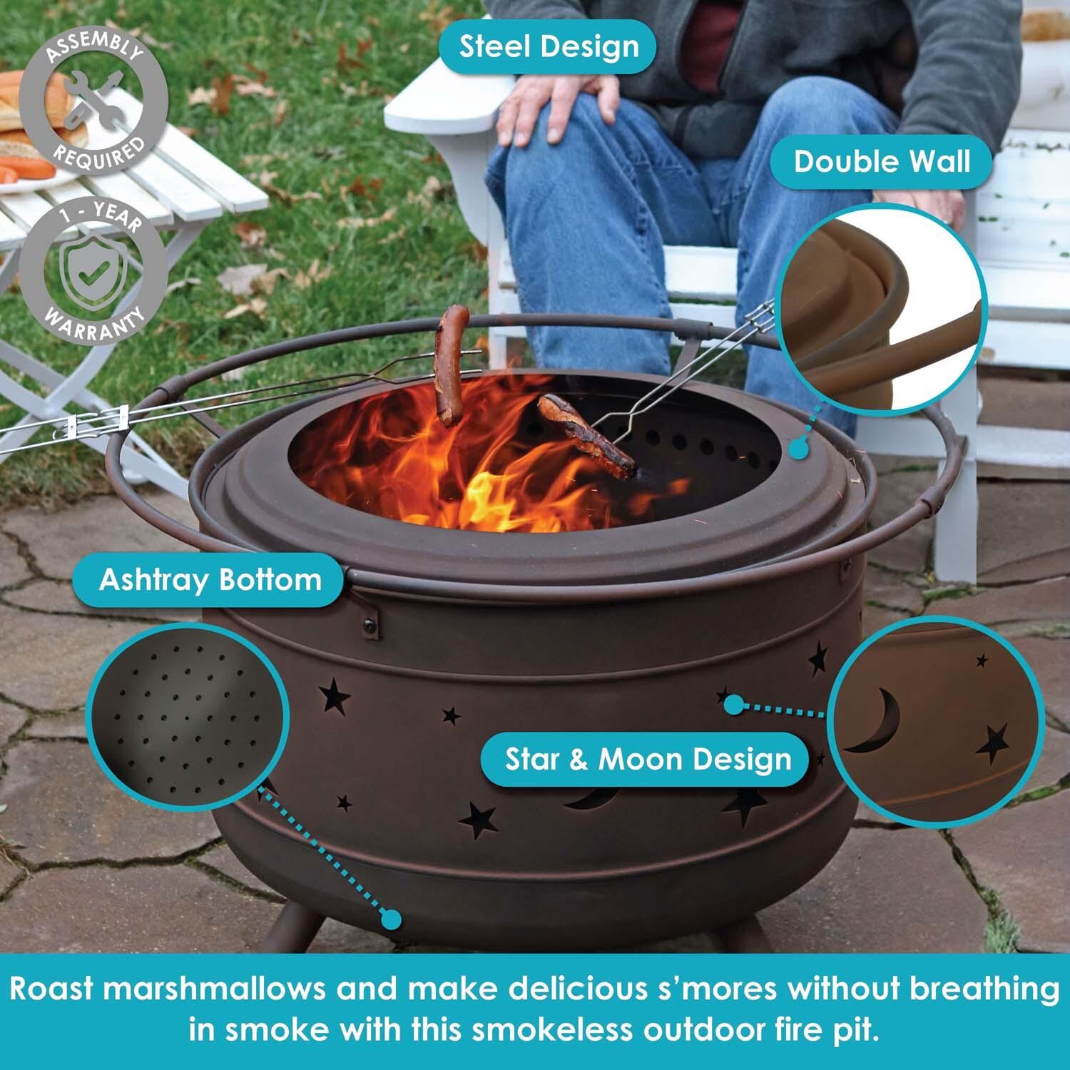 Cosmic 30 Inch Smokeless Wood Burning Fire Pit w/ Poker in Bronze By Ultimate Patio - Detail thumbnail