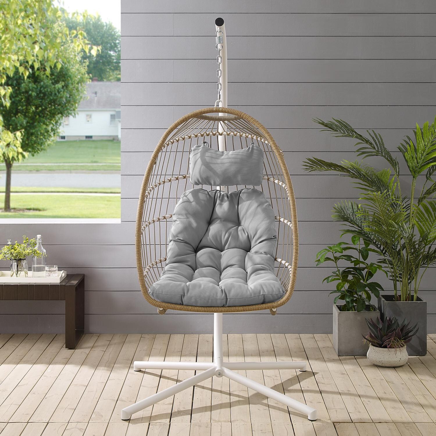 Ultimate Patio Resin Rattan Swing Chair W/ Steel Frame - Brown/Gray thumbnail