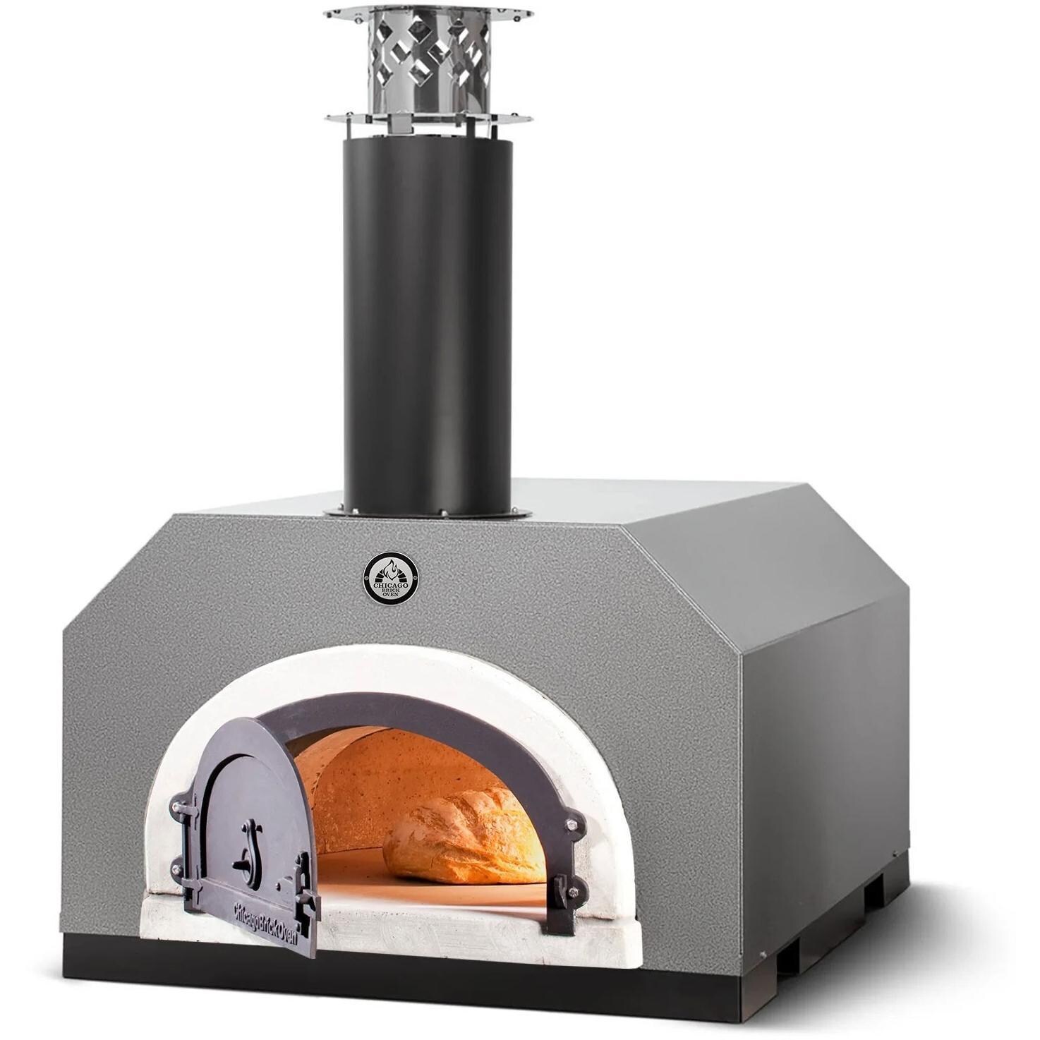 Chicago Brick Oven CBO-750 Countertop Wood Fired Pizza Oven w/ Cover - Silver - Oven - White Background thumbnail