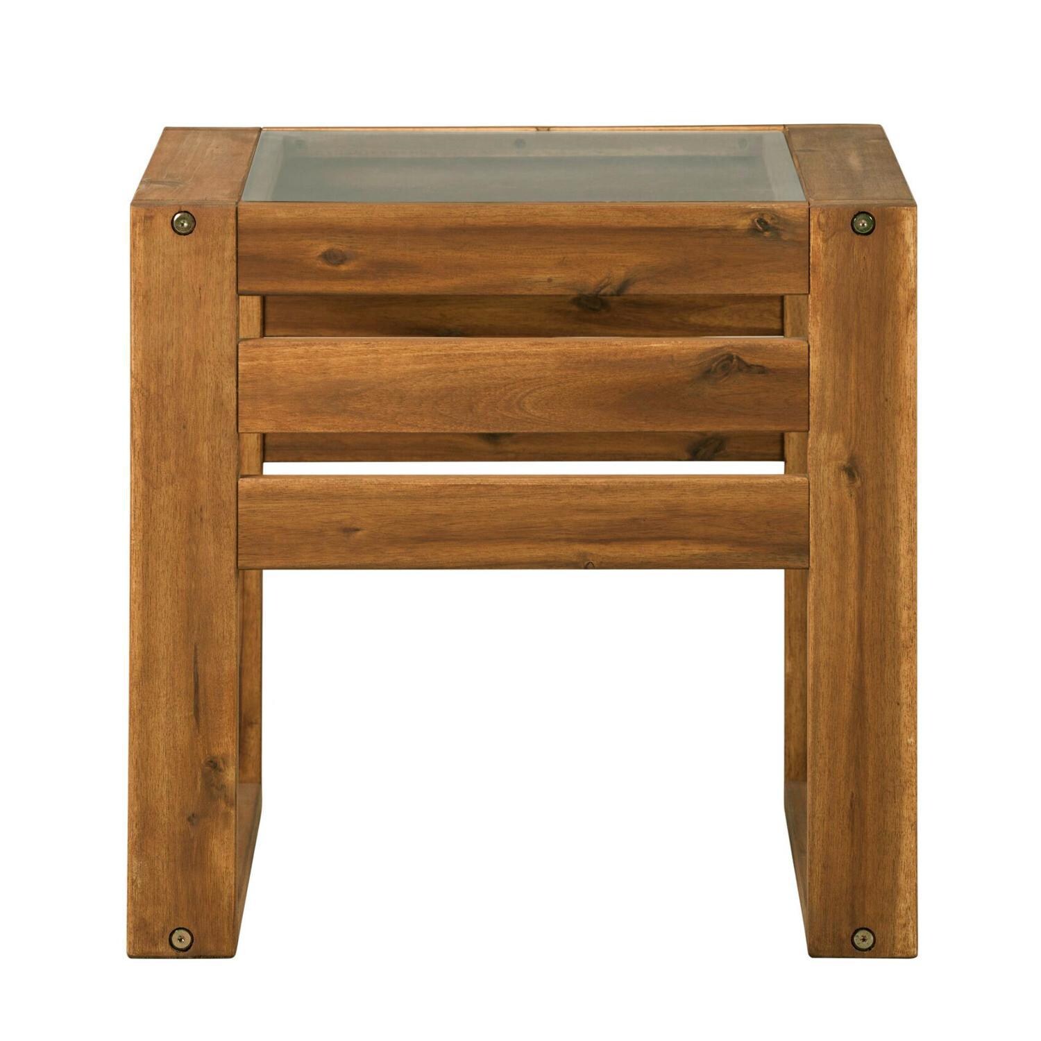 Ultimate Patio Window Bay 20 X 18 Inch Rectangular Acacia Patio End Table - Front View thumbnail