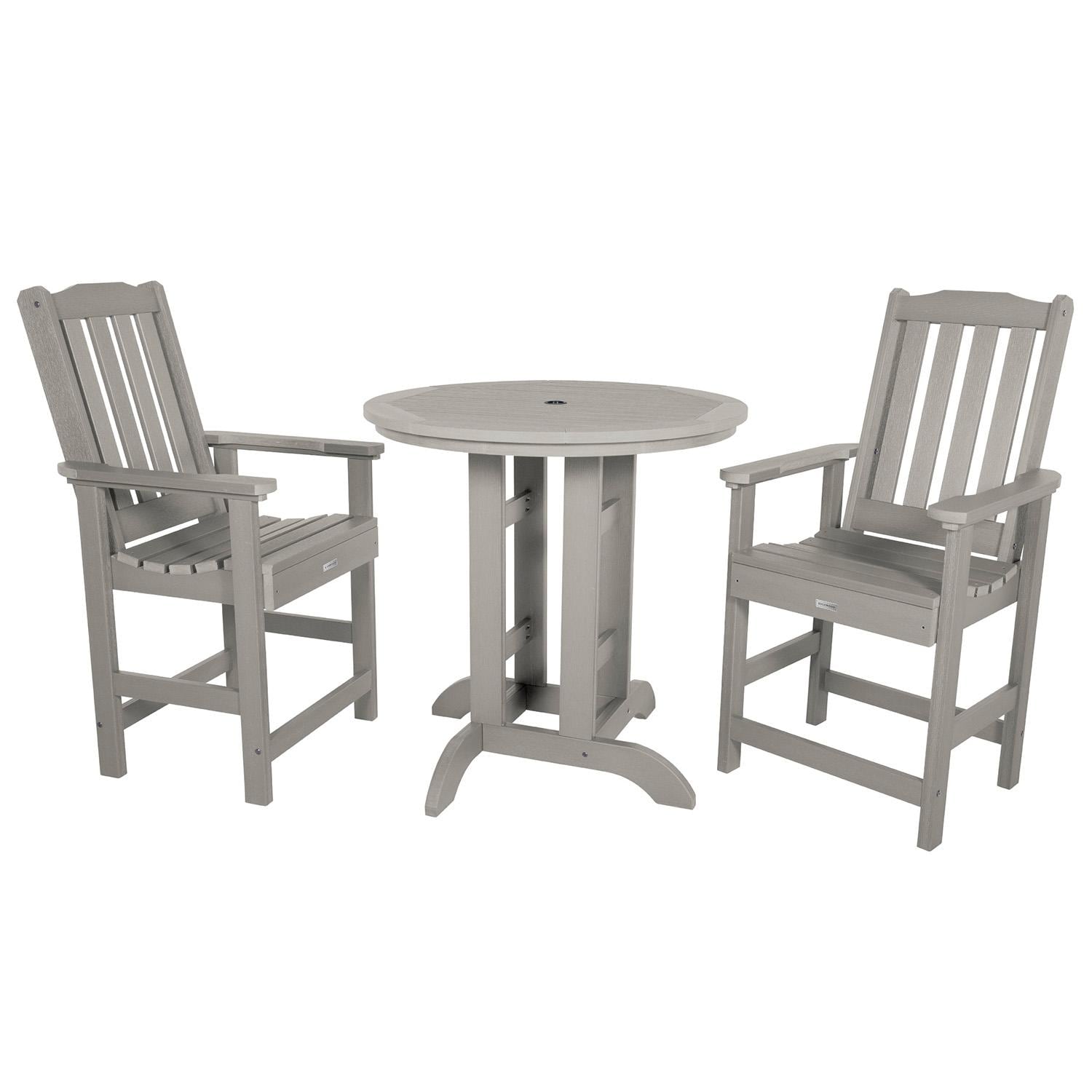 Hart Lane 3 Pc Recycled Plastic Round Counter Dining Set in Harbor Gray By Lakeview Outdoor Designs - White Background thumbnail