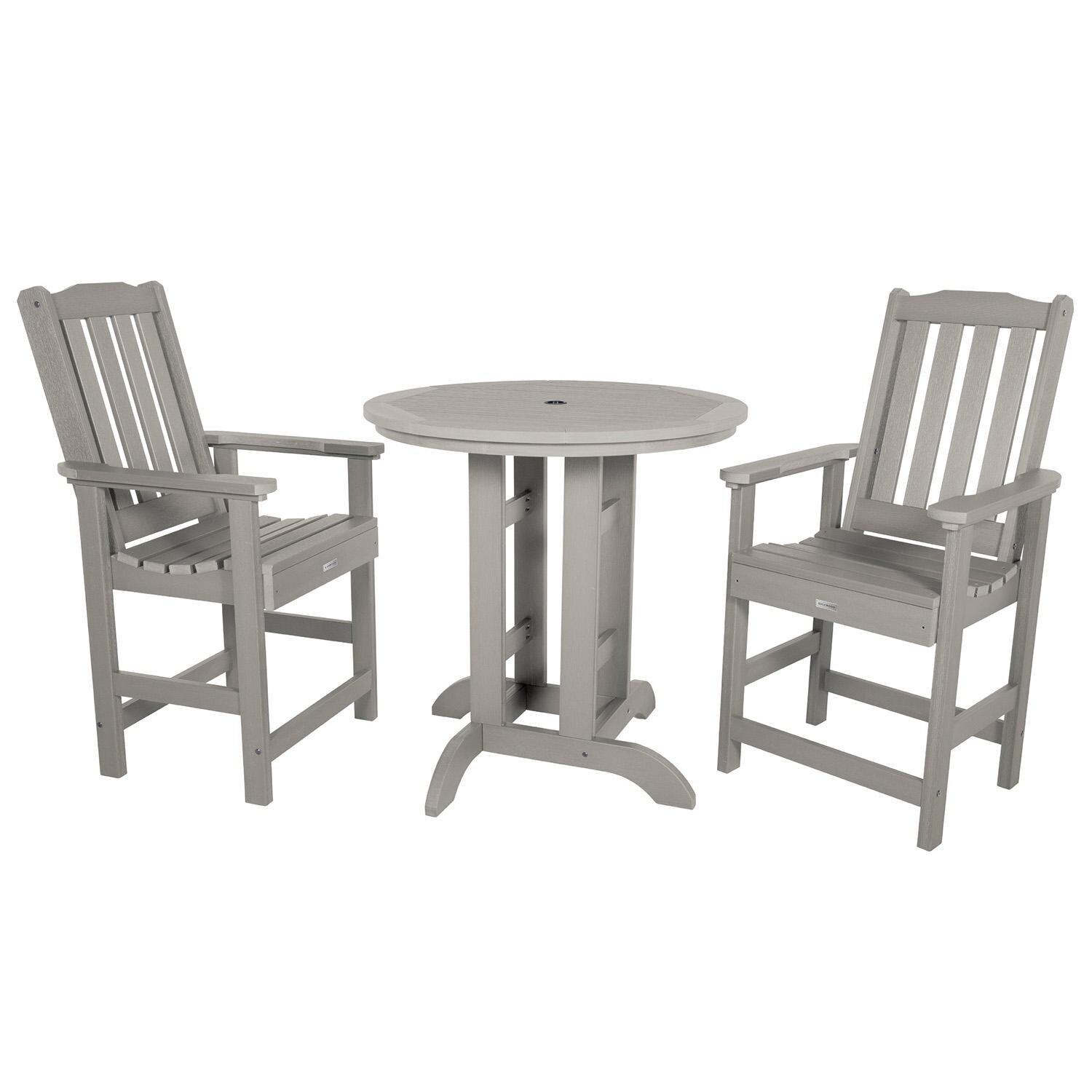 Hart Lane 3 Pc Recycled Plastic Round Counter Dining Set in Harbor Gray By Lakeview Outdoor Designs - White Background thumbnail