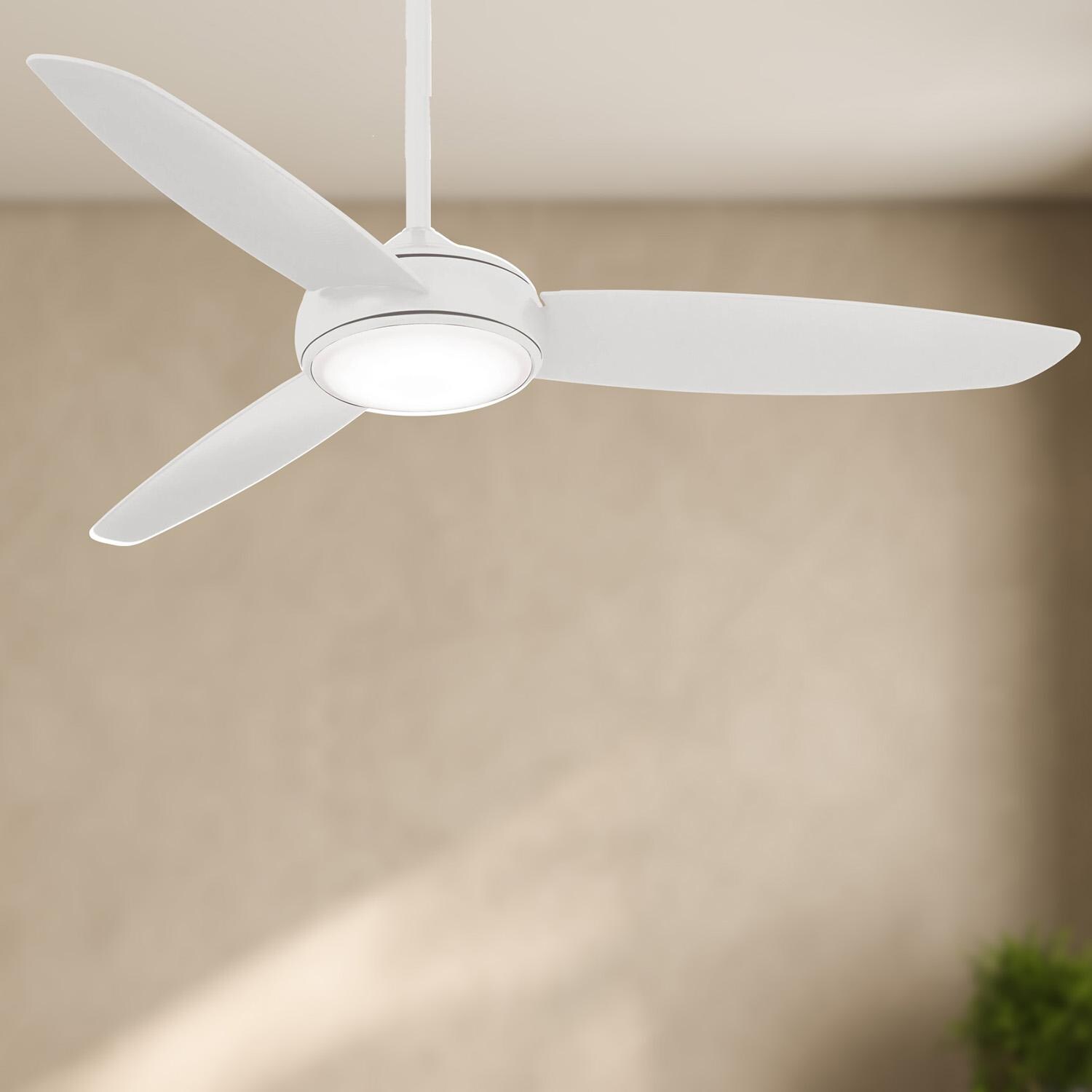 Minka-Aire F465L-WH Concept IV 54-Inch 3-Blade LED Smart Ceiling Fan in White Finish w/ White Blades & Etched Opal Glass - Lifestyle thumbnail