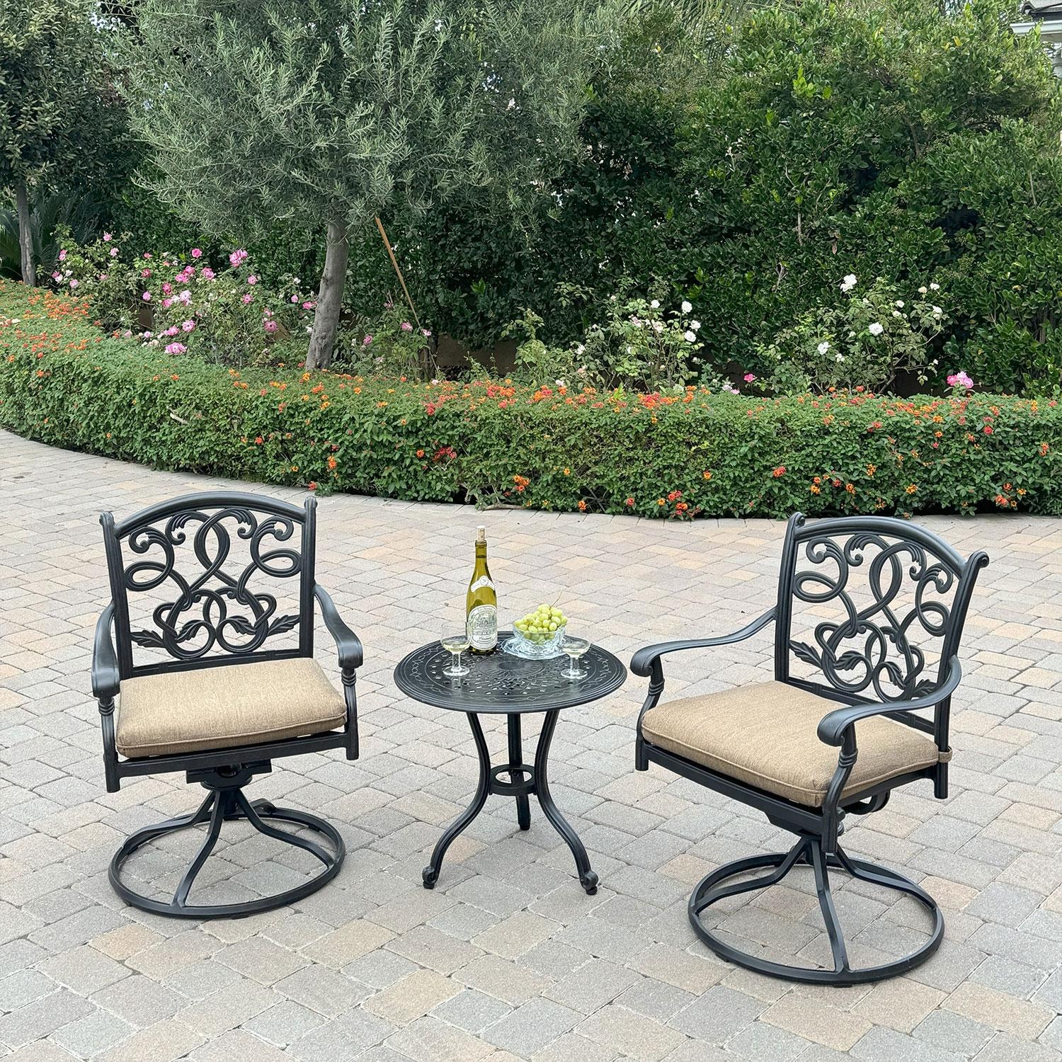 Darlee Cast Aluminum 24-in Round End Table - Seating Set (Not Included) - Lifestyle thumbnail