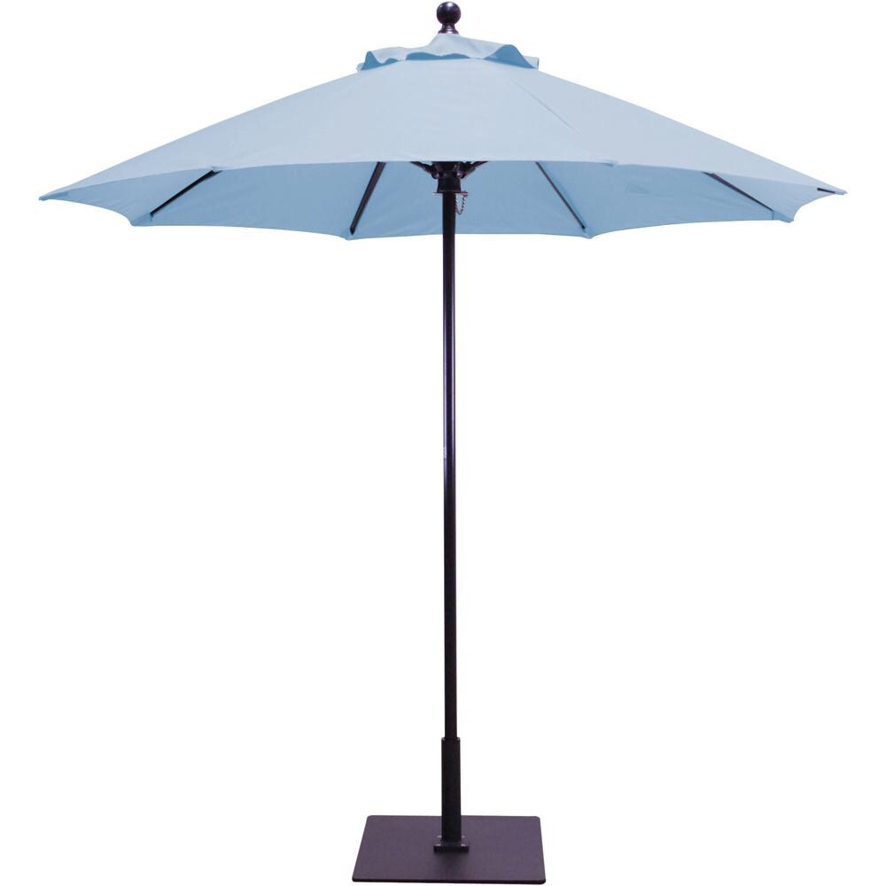 Galtech 7.5 Ft. Octagonal Aluminum Patio Market Umbrella W/ Push Lift - Black Frame W/ Sunbrella Canvas Air Blue Canopy