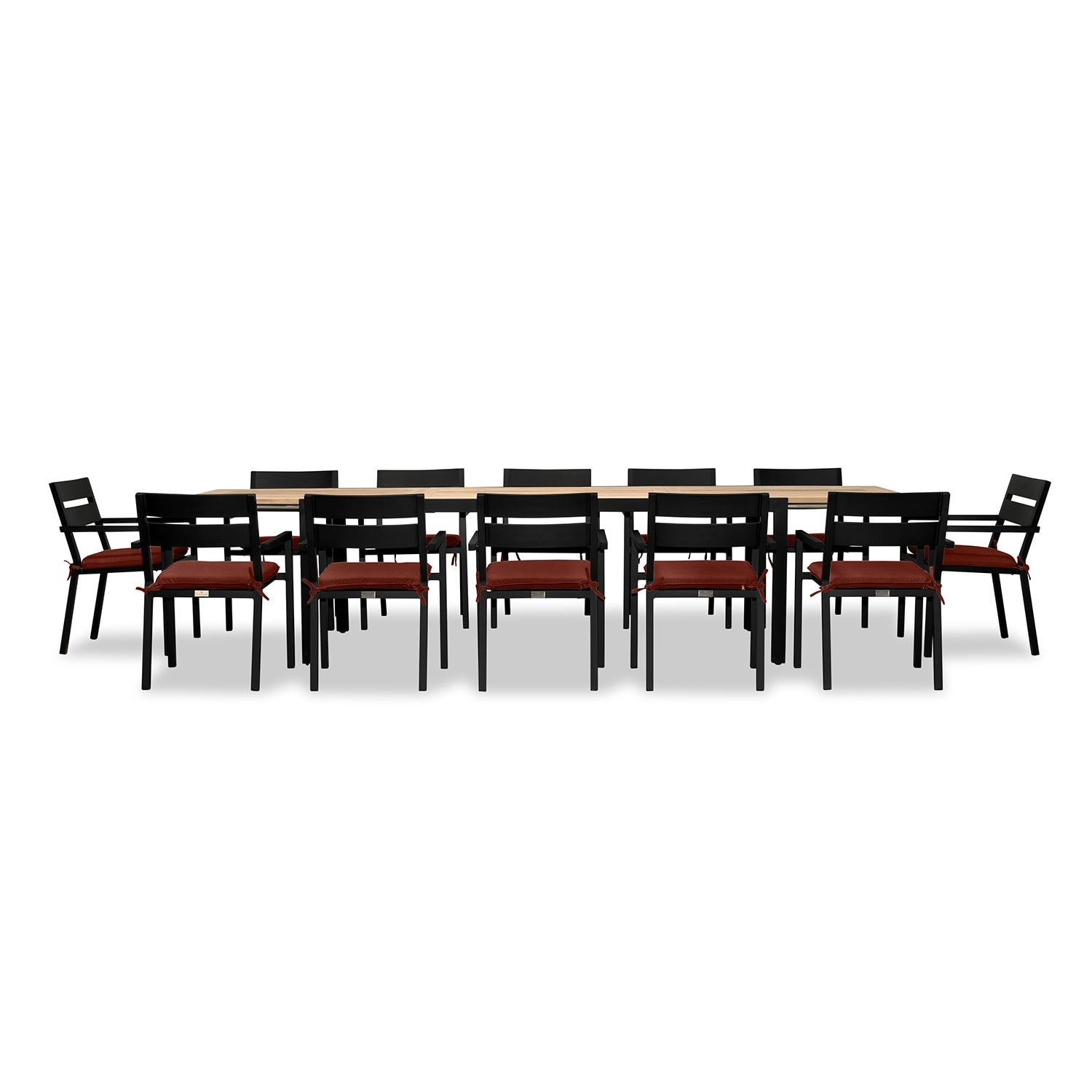 Calm Bay Communal 13 Pc Reclaimed Teak Extendable Dining Set in Black/Canvas Henna by Lakeview - White Background 2 thumbnail