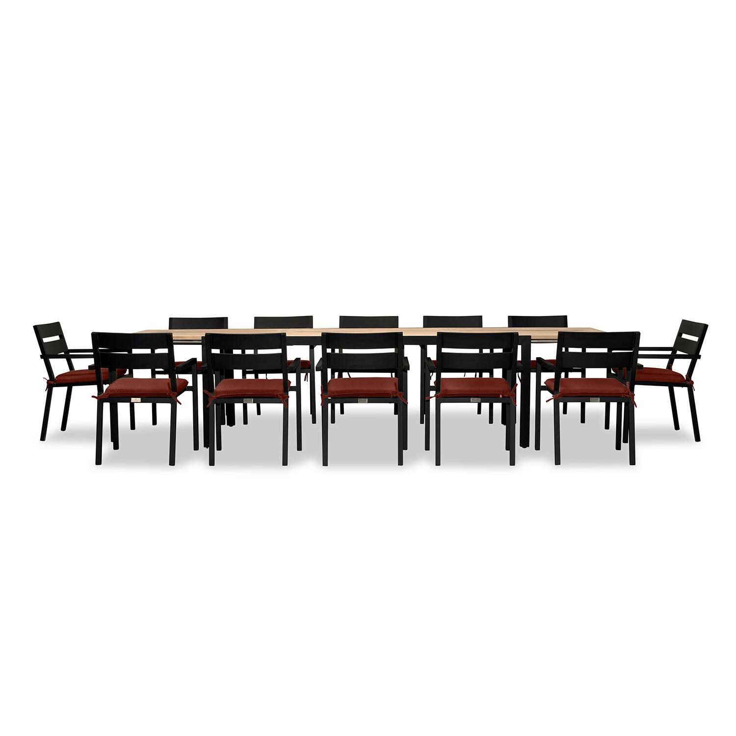 Calm Bay Communal 13 Pc Reclaimed Teak Extendable Dining Set in Black/Canvas Henna by Lakeview - White Background 2 thumbnail