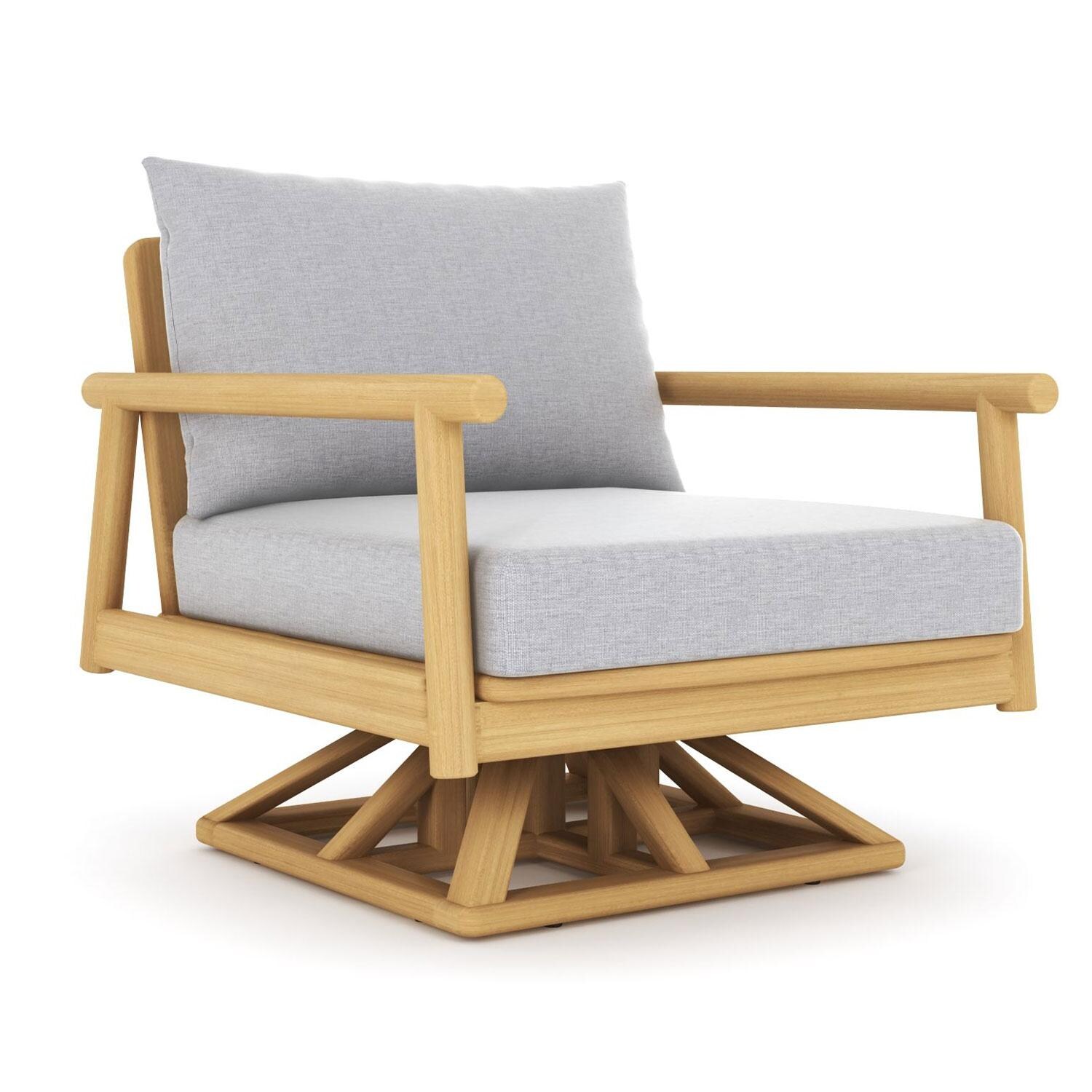 Seville Teak Swivel Club Chair W/ Granite Cushions by Royal Teak Collection - Display - White Background thumbnail